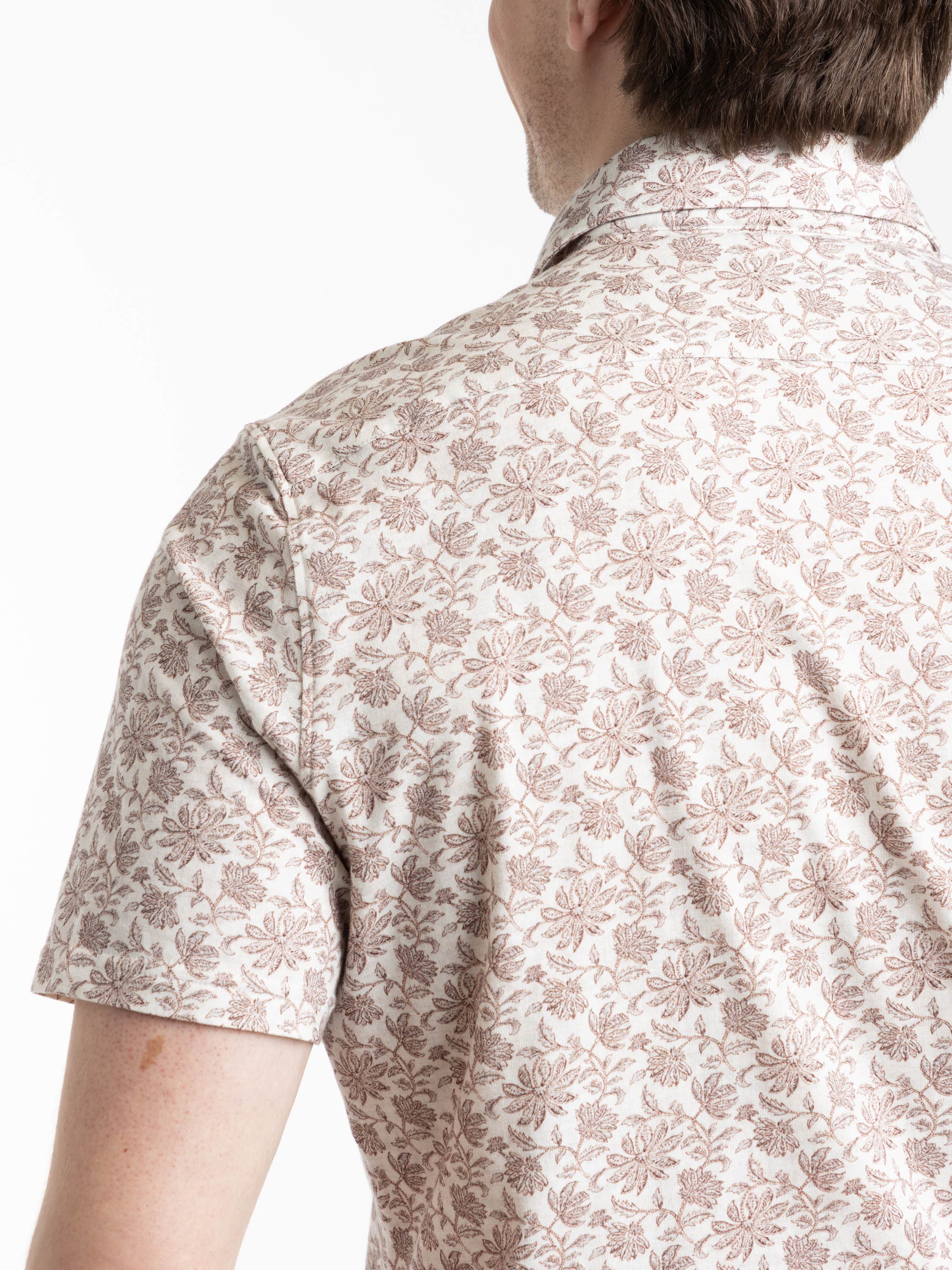 Light Brown Floral Printed Short Sleeve