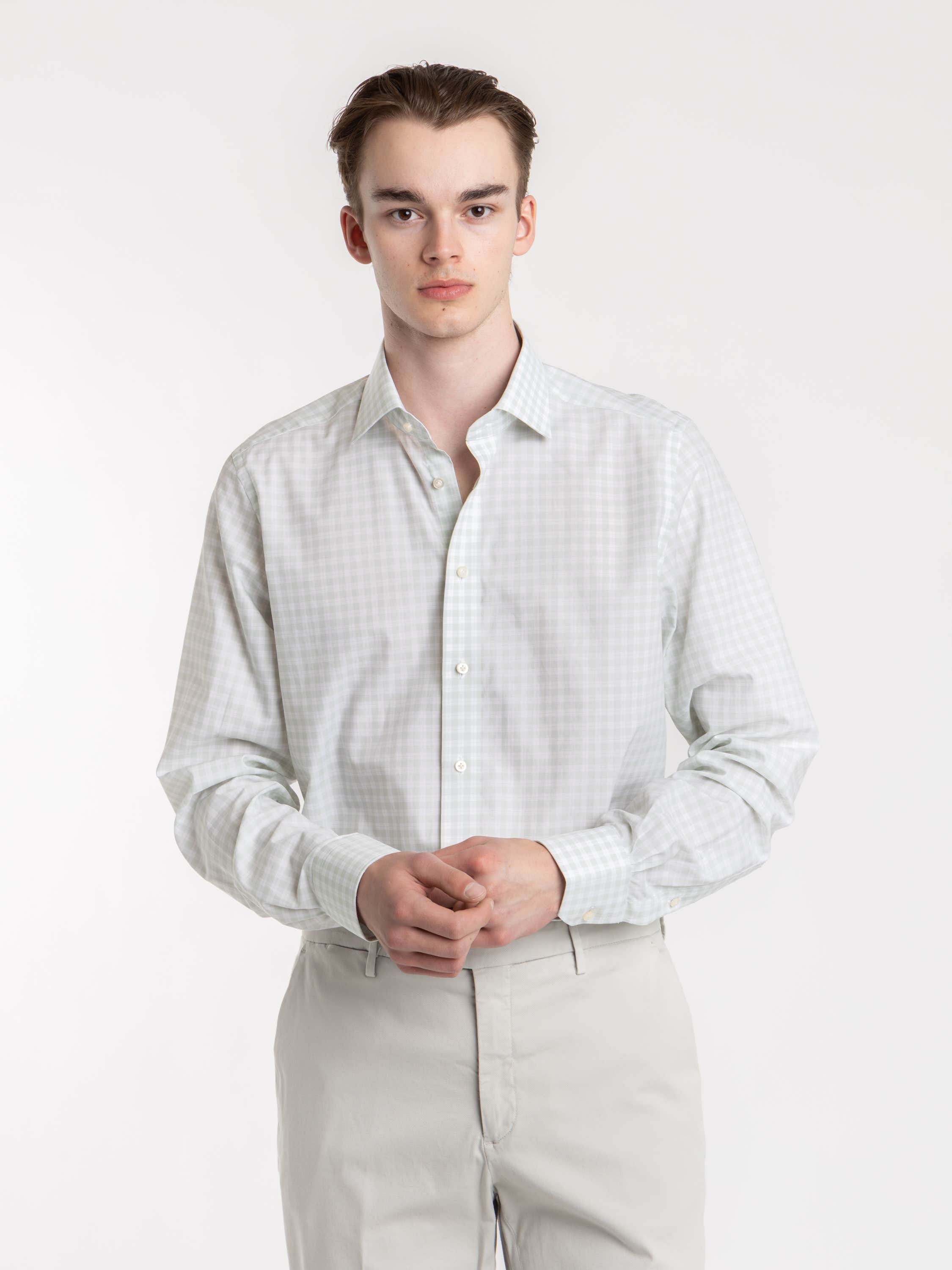 Mint Check Modern Fit Dress Shirt