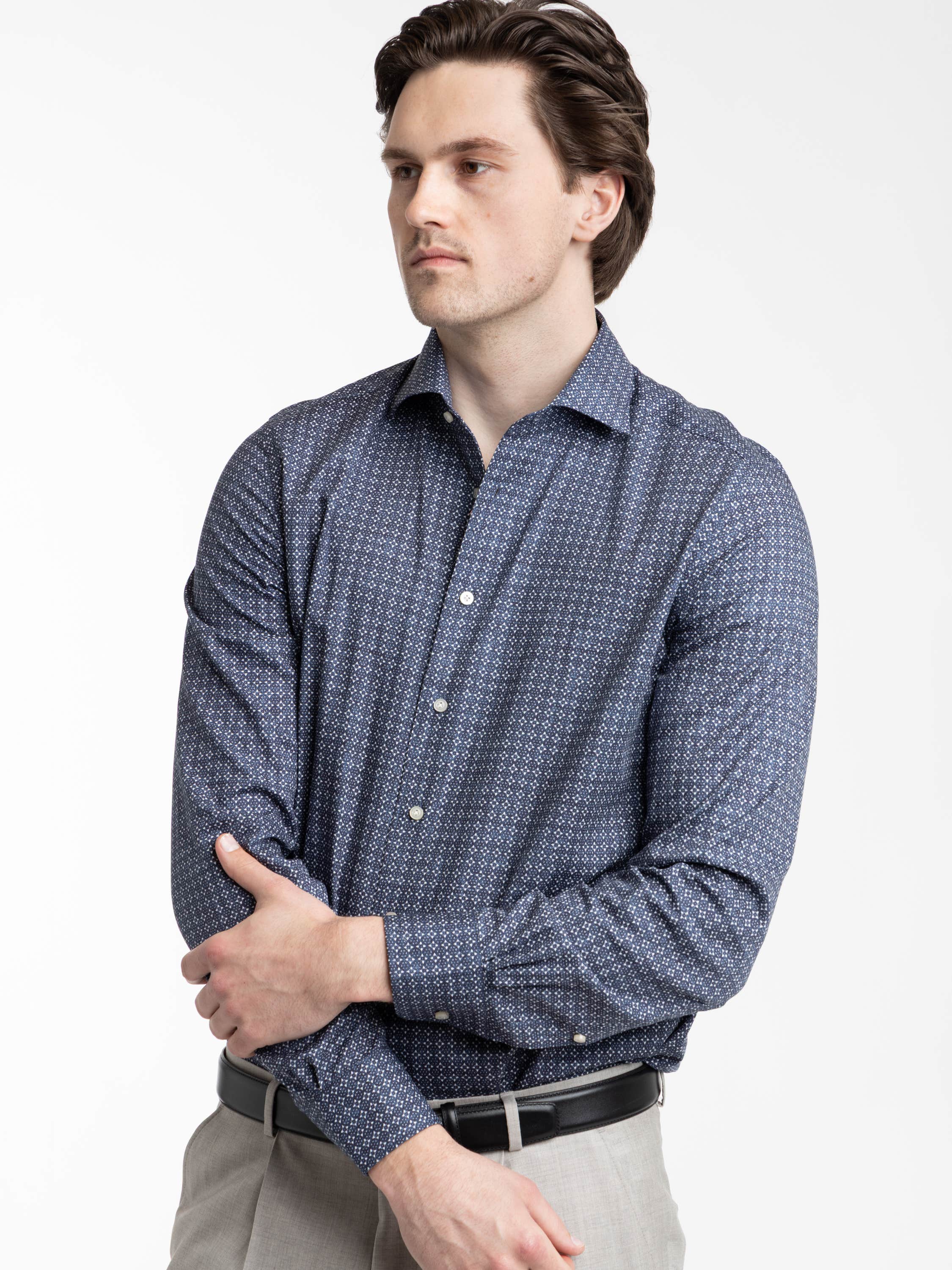 Navy Luxe Sartorial Dobby Dress Shirt