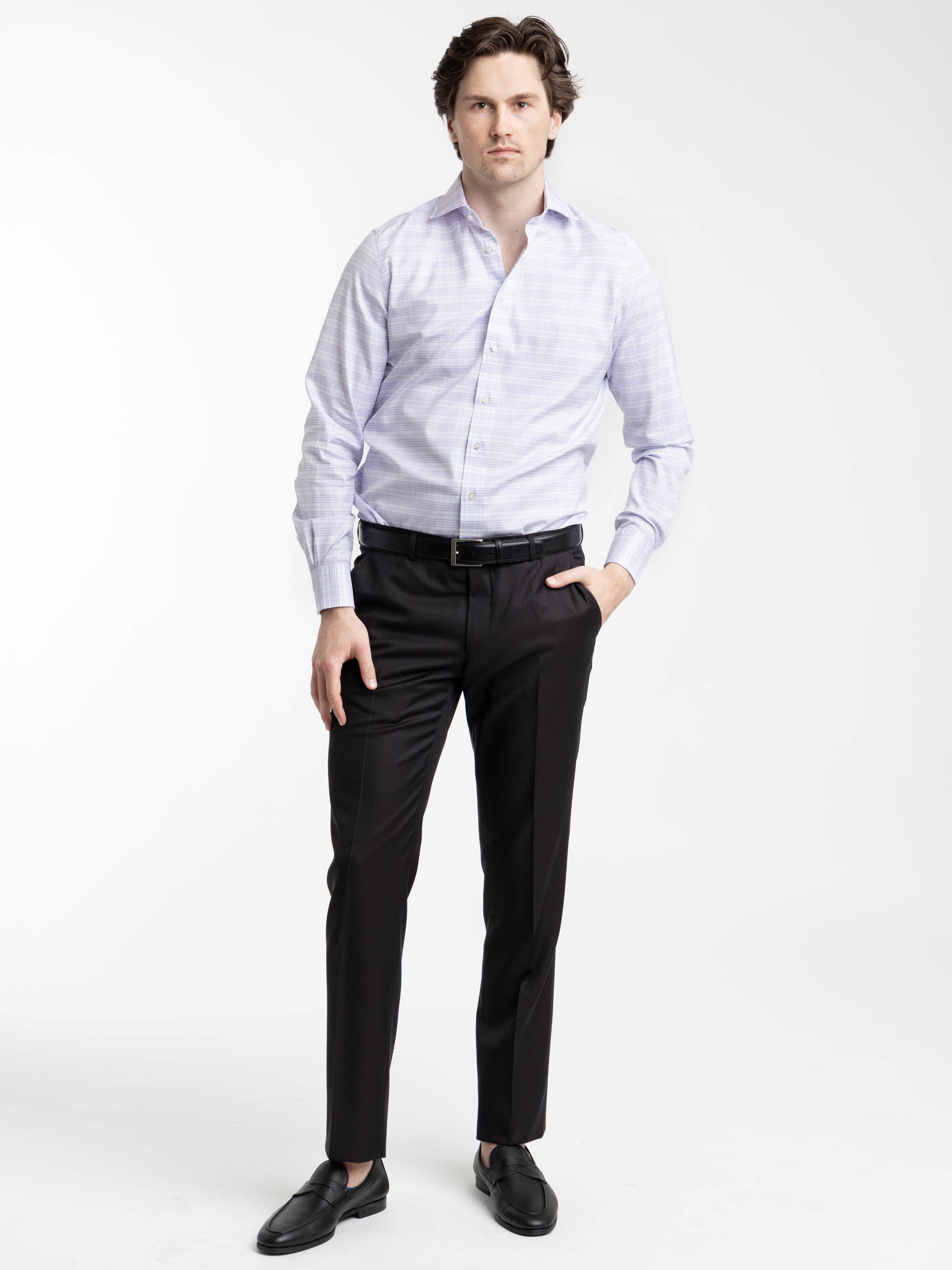 Purple Checked Yoga Twill Premium Stretch Shirt