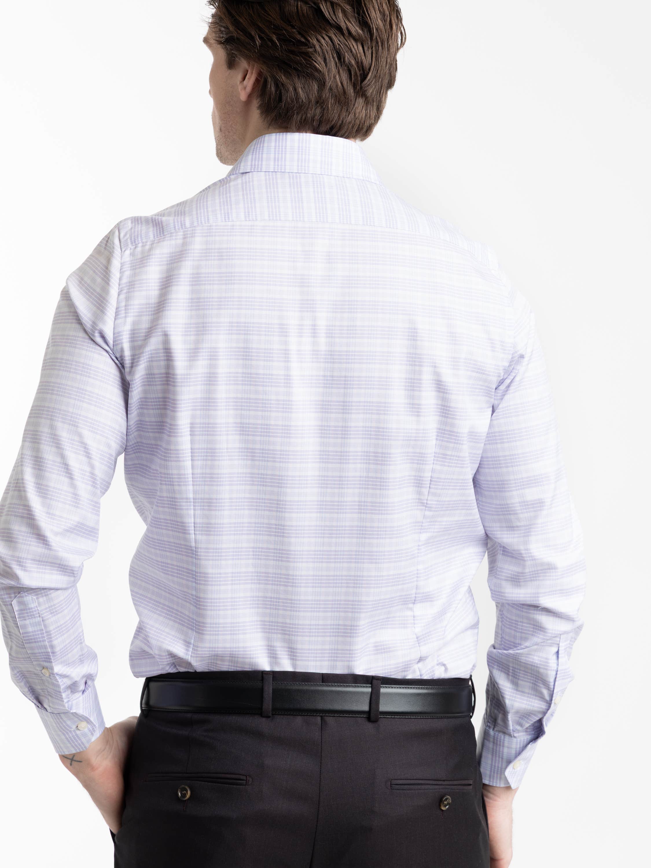 Purple Checked Yoga Twill Premium Stretch Shirt