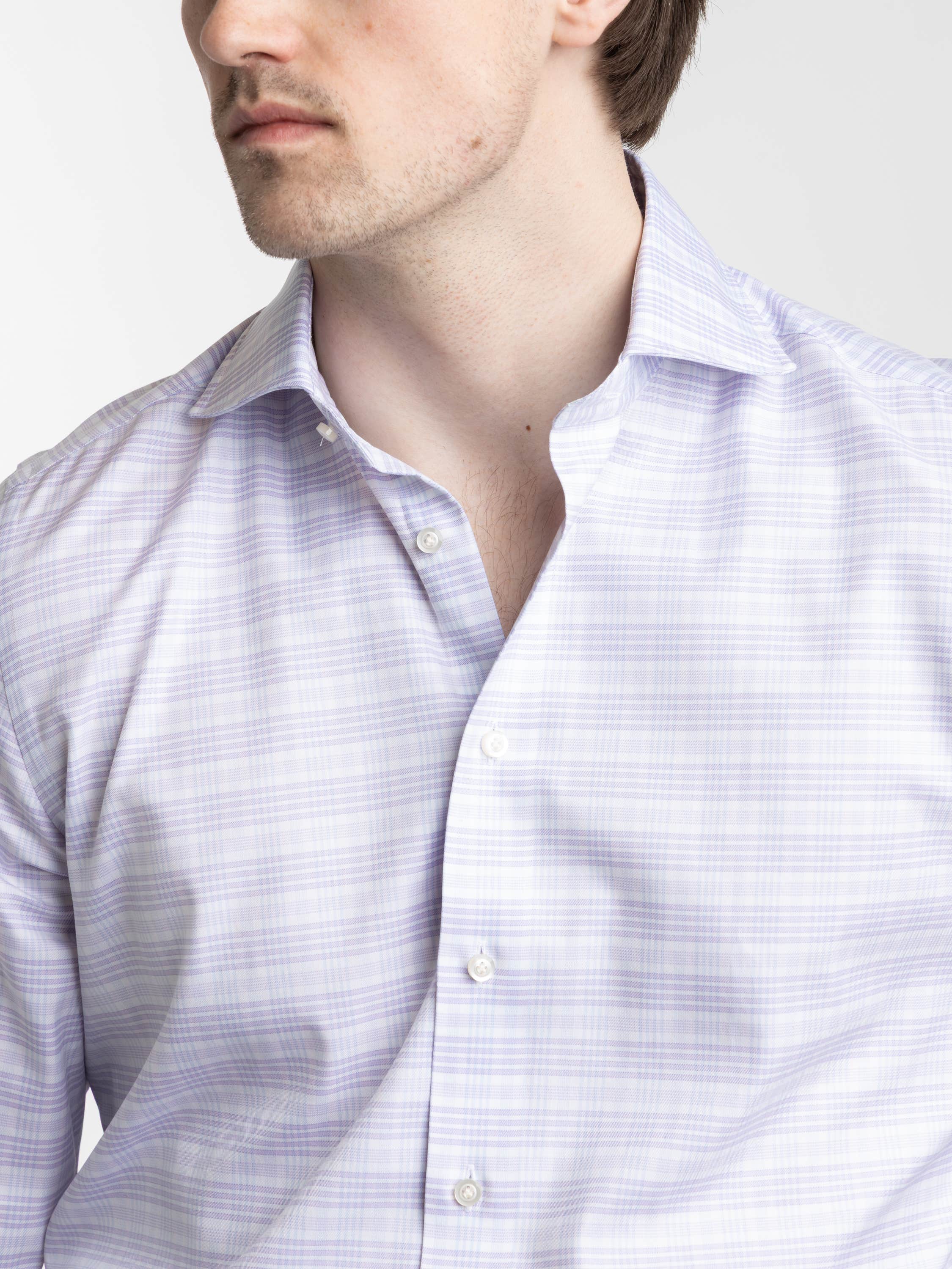 Purple Checked Yoga Twill Premium Stretch Shirt