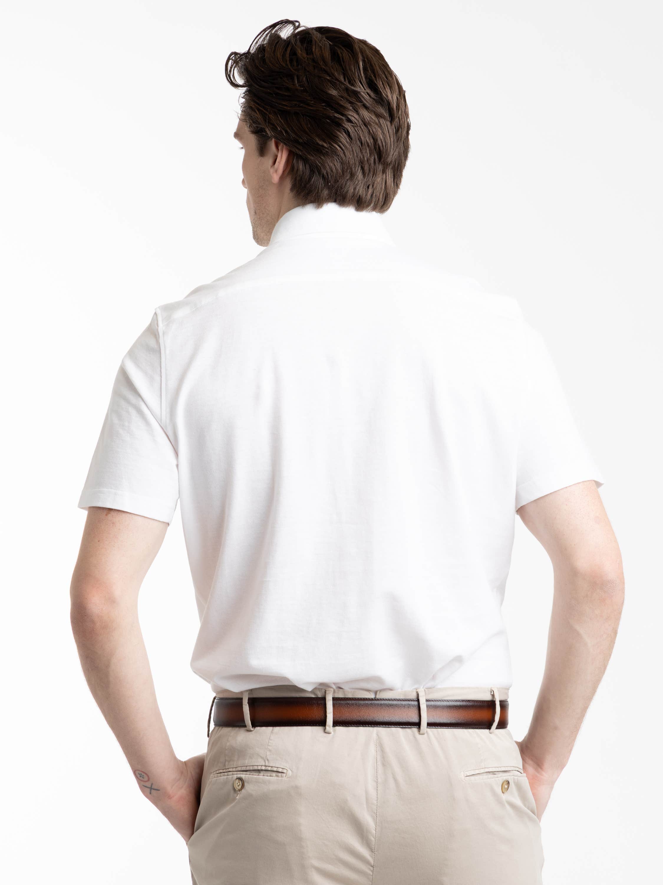 White Jacquard Knit Short Sleeve Shirt