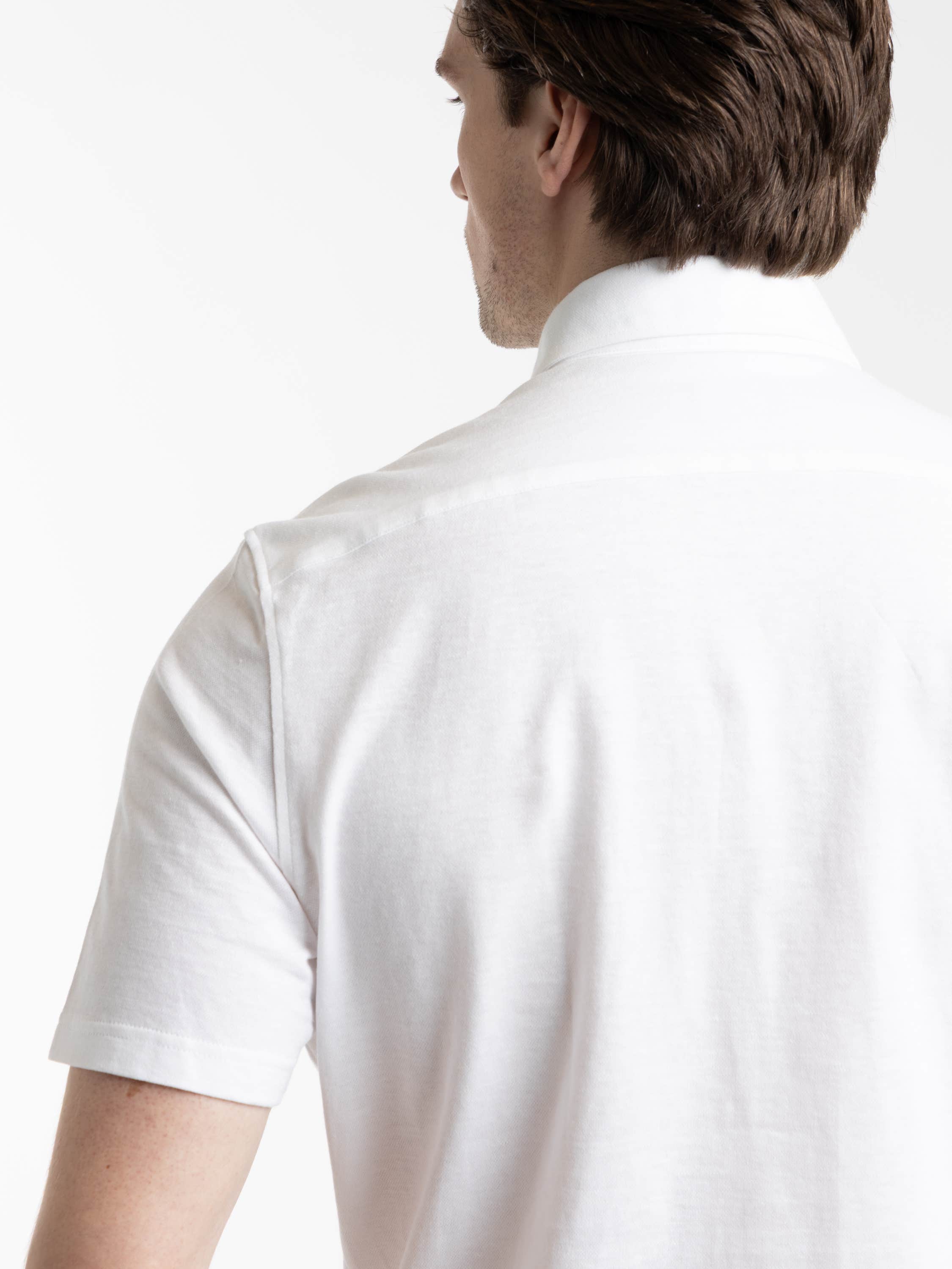 White Jacquard Knit Short Sleeve Shirt