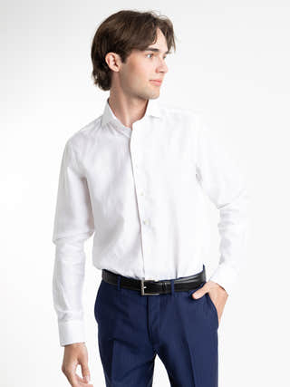 Emanuel Berg White Sport Collar Cotton Shirt
