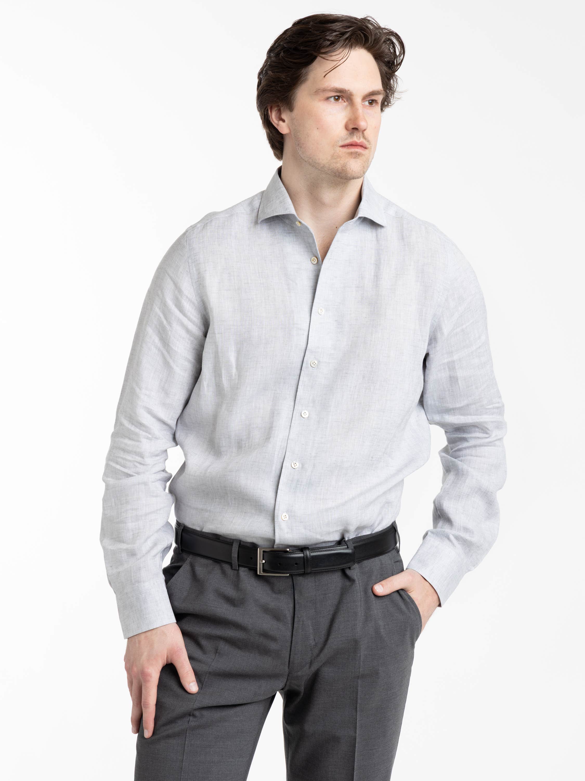 Grey Premium Linen Dress Shirt