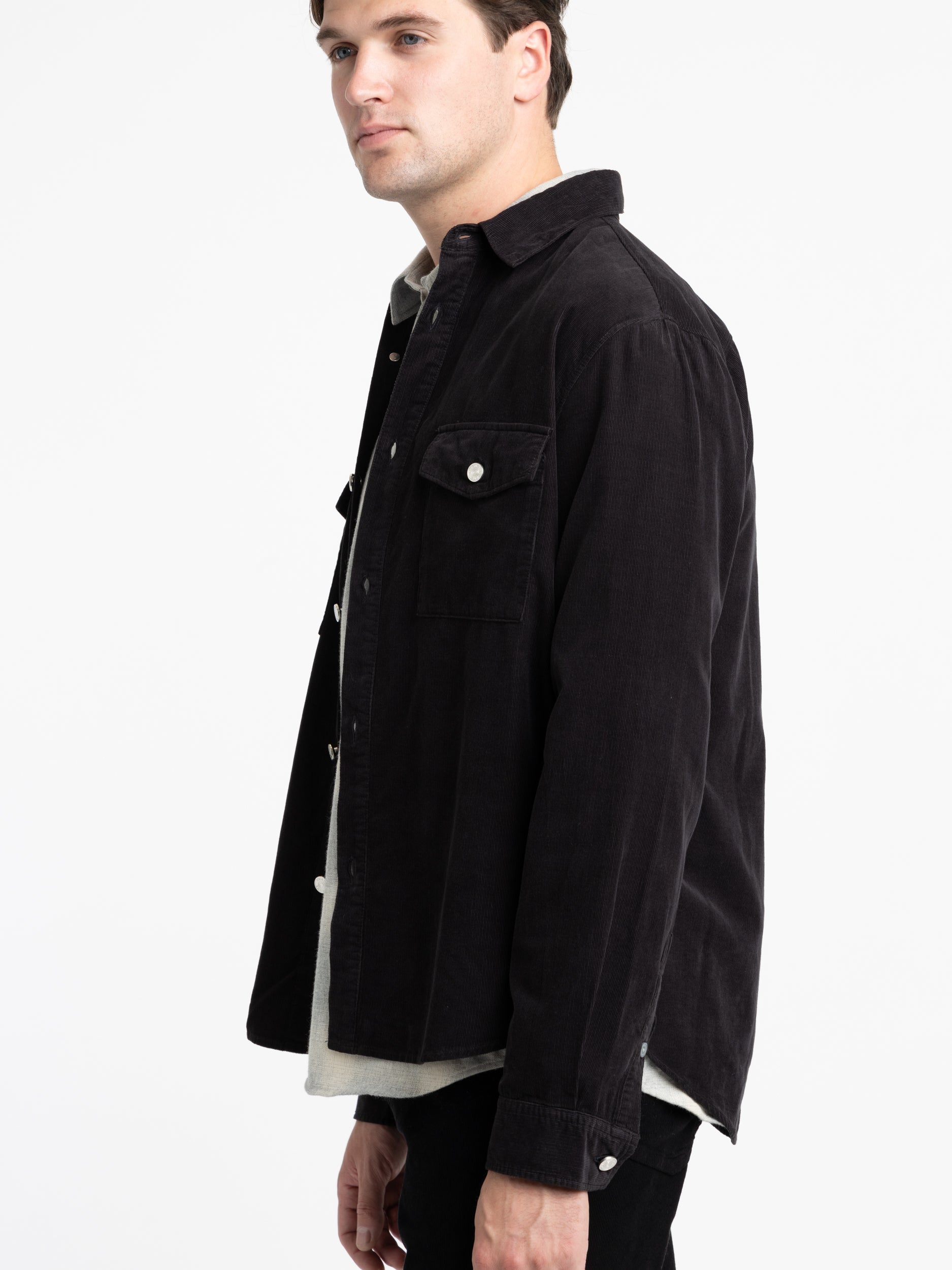 Black Micro Corduroy Overshirt – The Helm Clothing