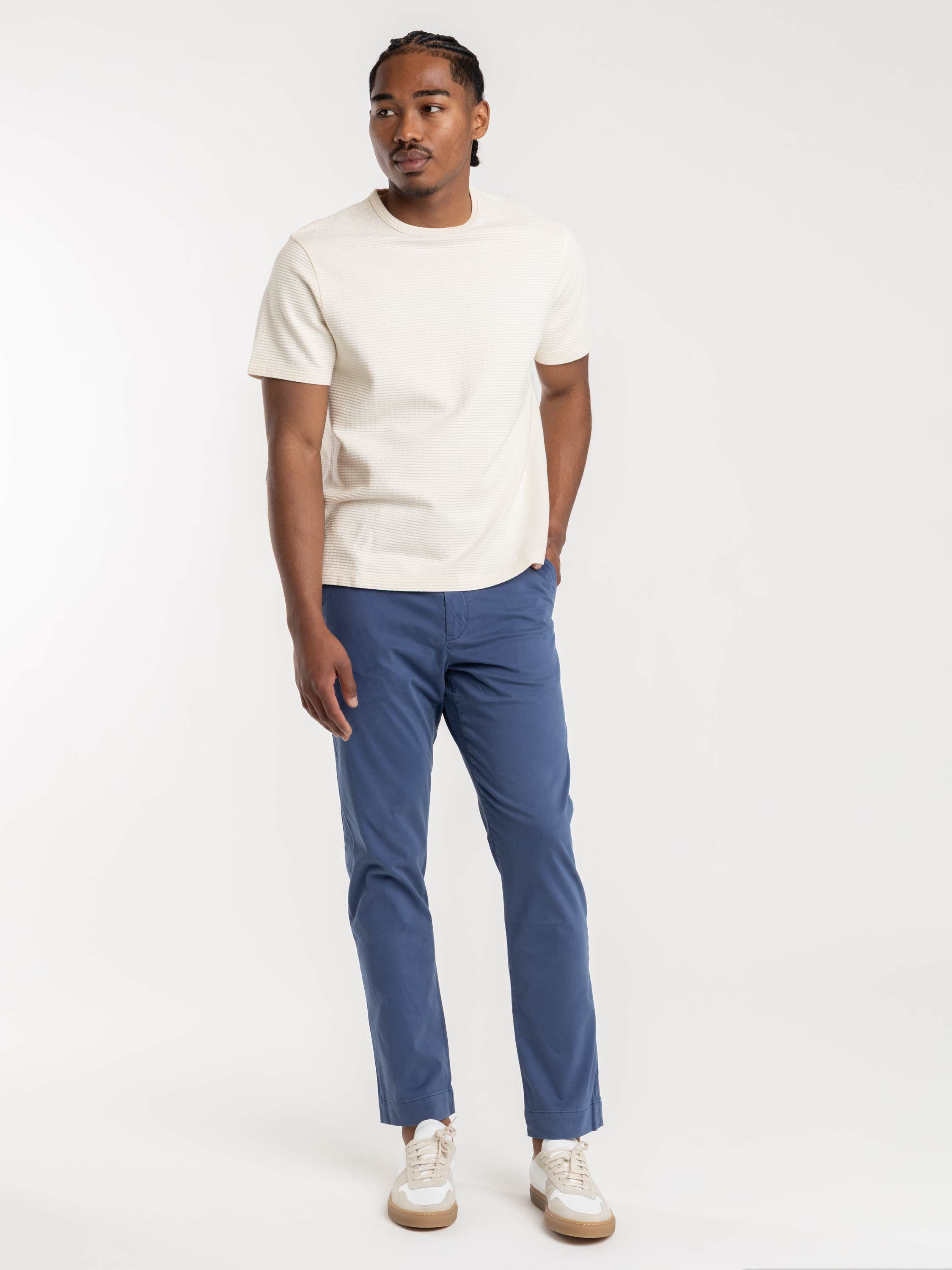 CREAM JACQUARD STRIPE TEE