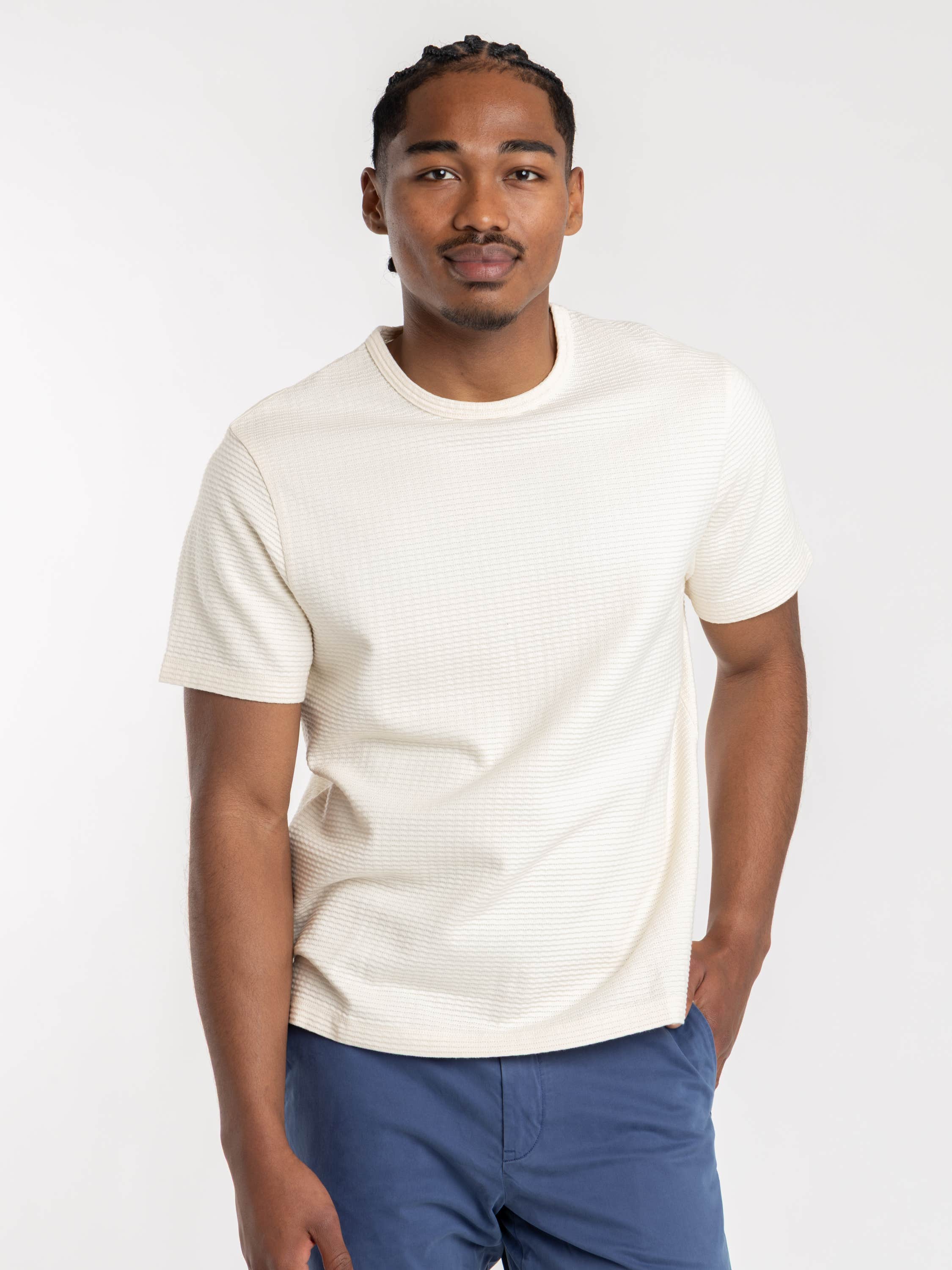 CREAM JACQUARD STRIPE TEE