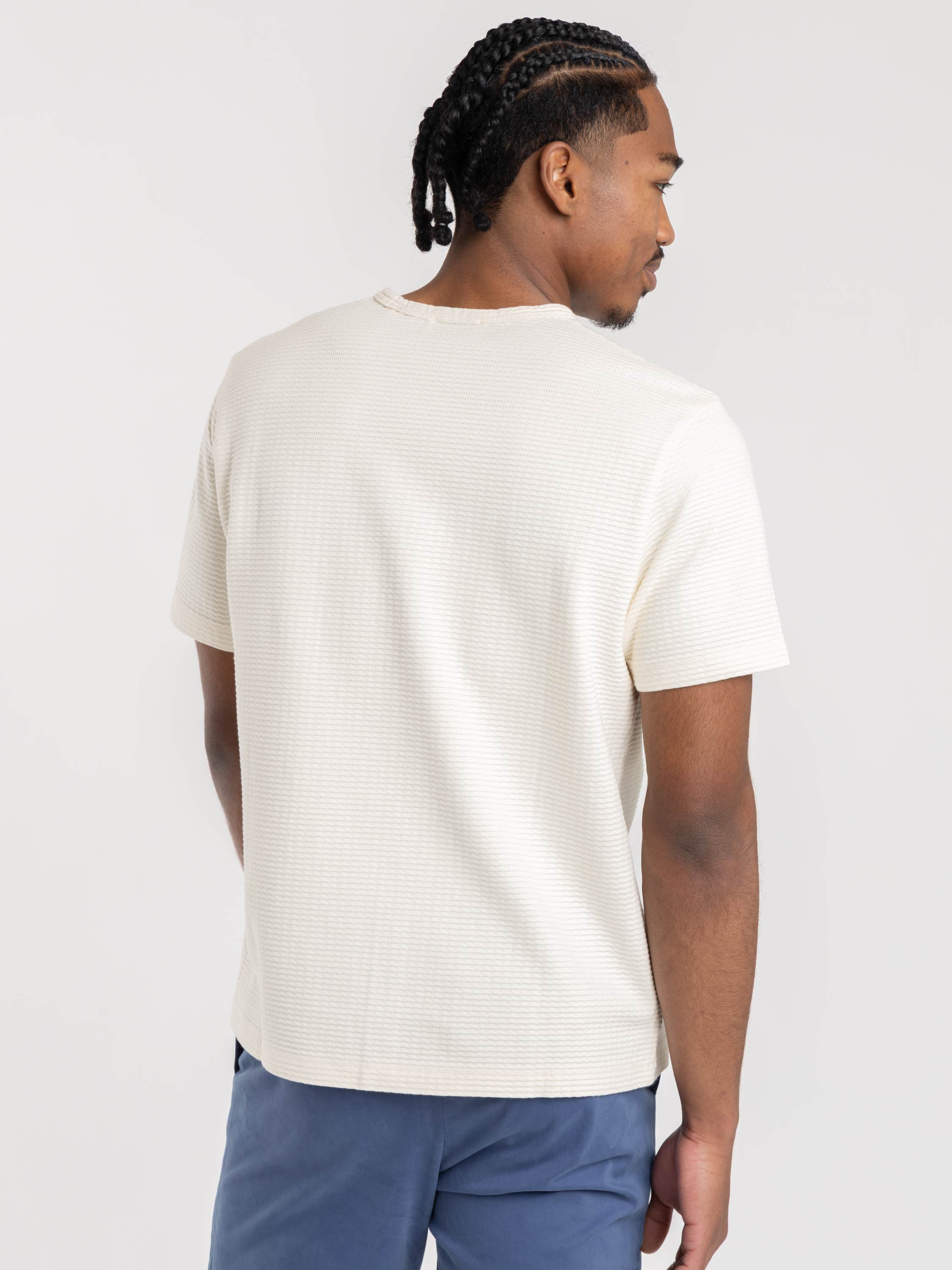 CREAM JACQUARD STRIPE TEE