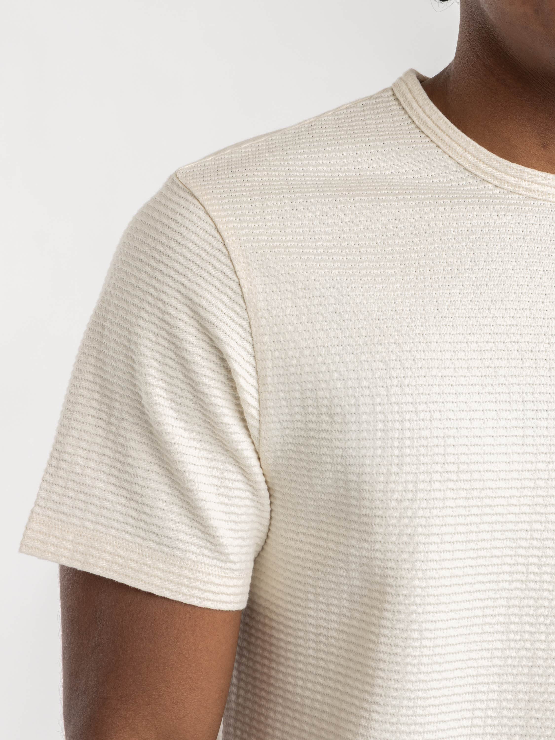 CREAM JACQUARD STRIPE TEE