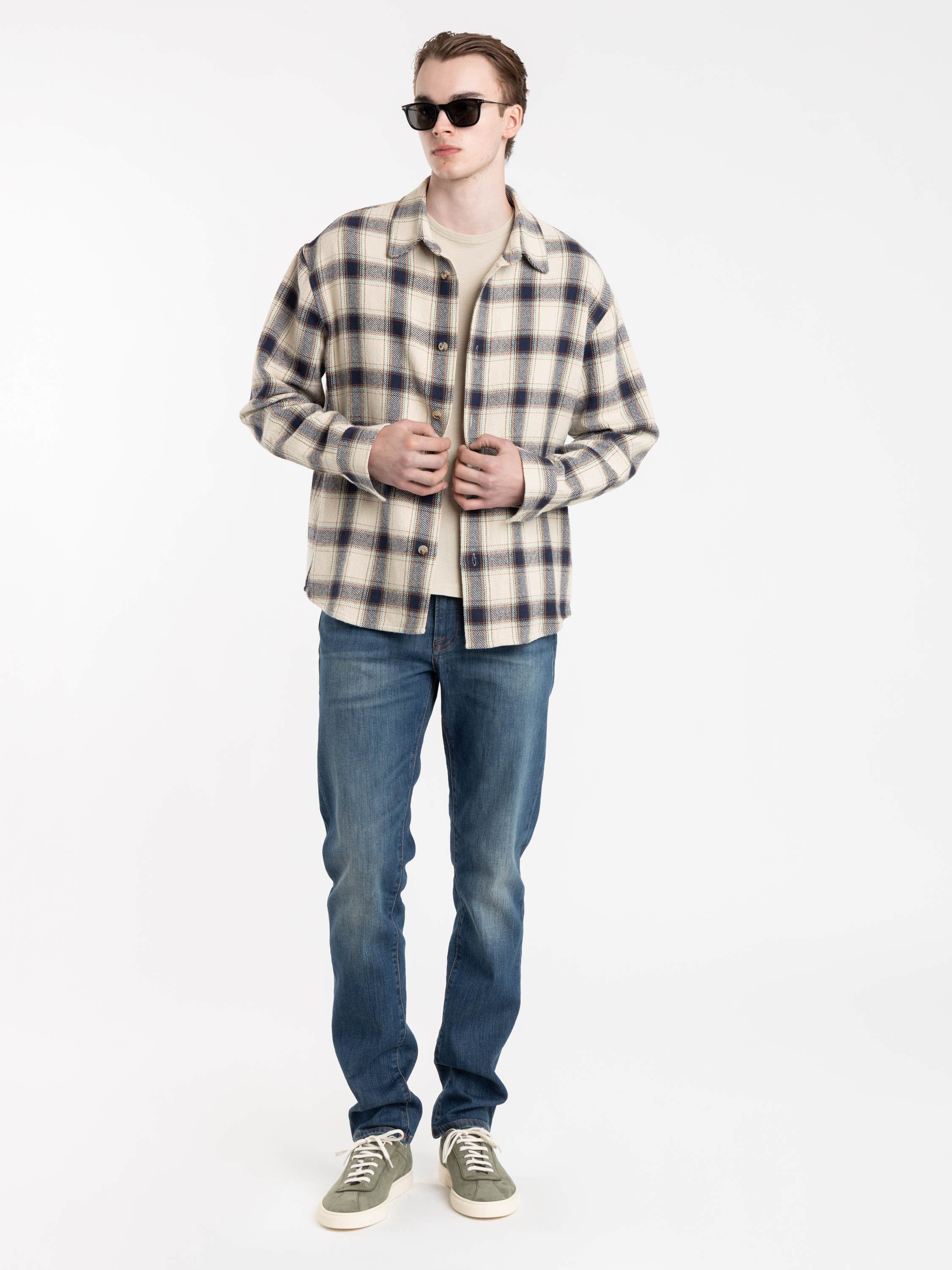 Cream Plaid Overshirt