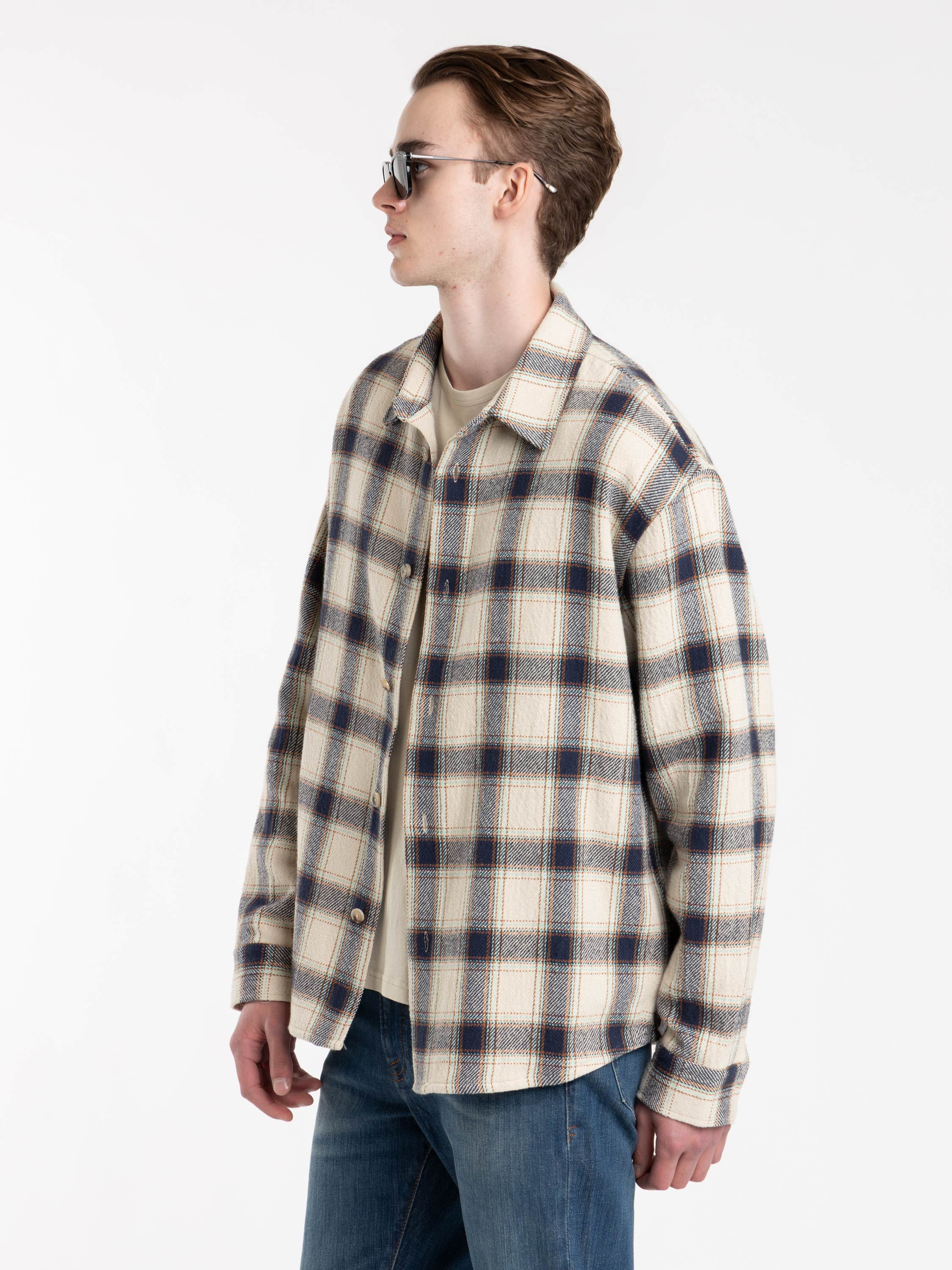 Cream Plaid Overshirt