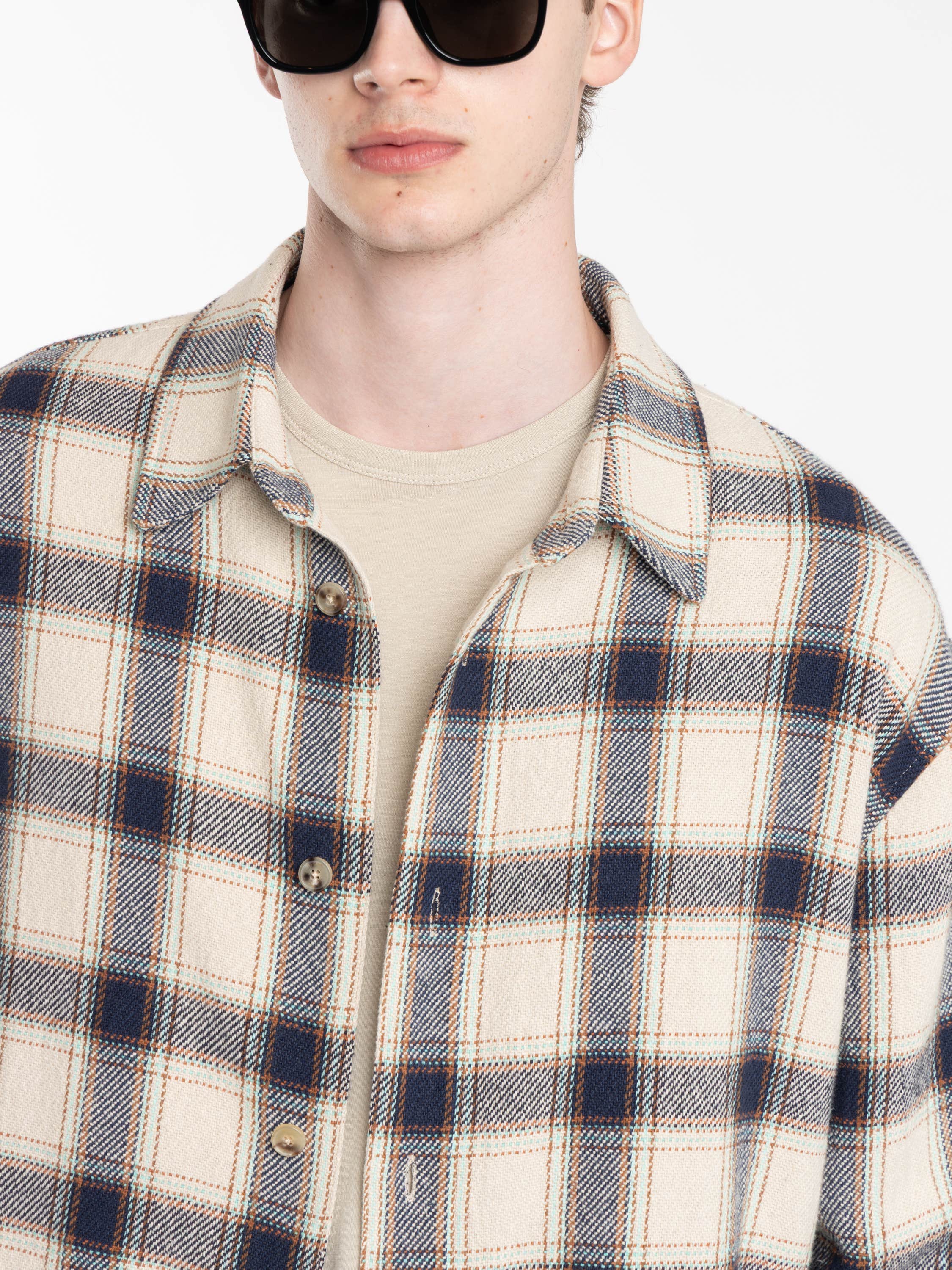 Cream Plaid Overshirt