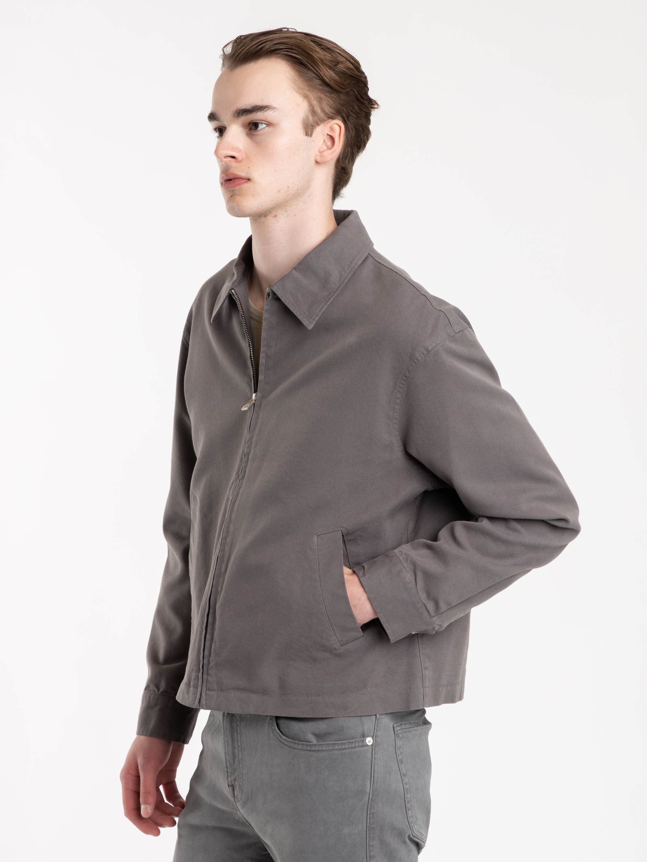 Grey Double Face Wool Trucker Jacket