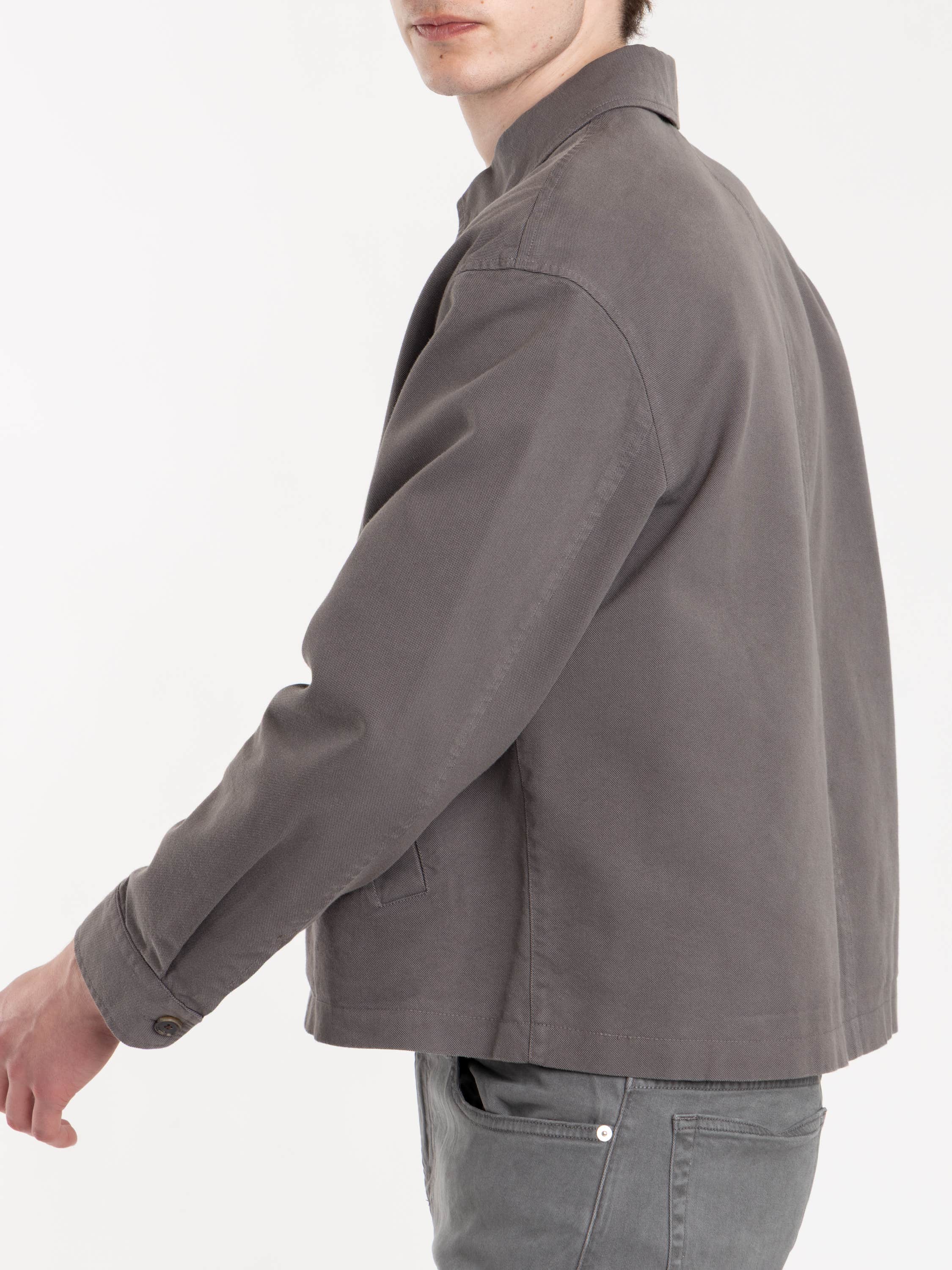 Grey Double Face Wool Trucker Jacket