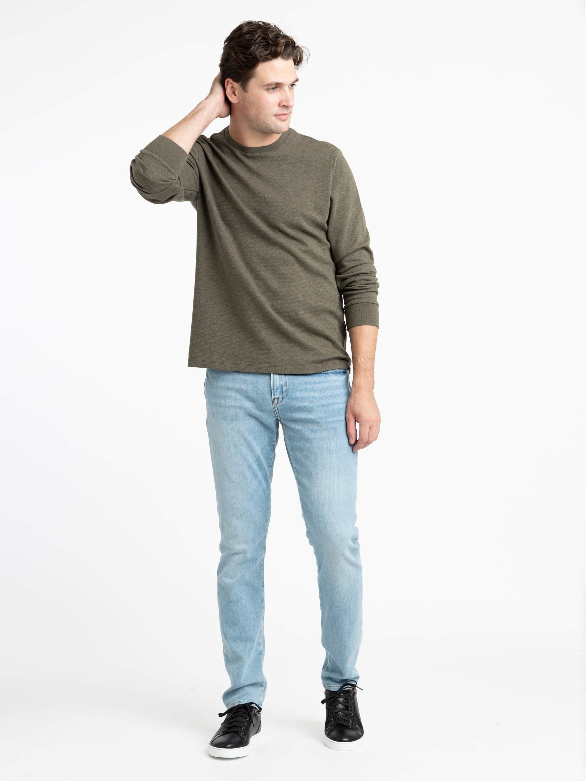 Olive Green Duo Fold Long Sleeve Crew