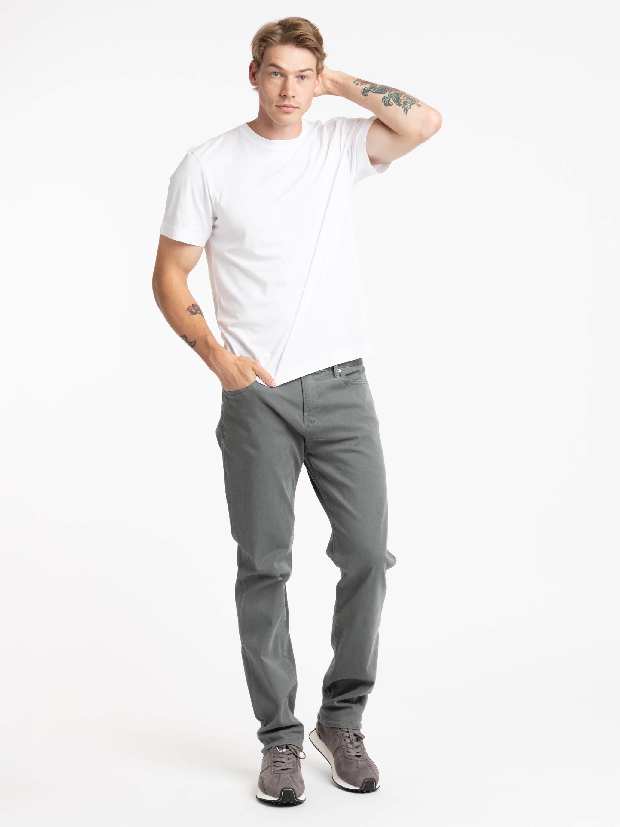 L'Homme Grey Slim Jean in Old Blue