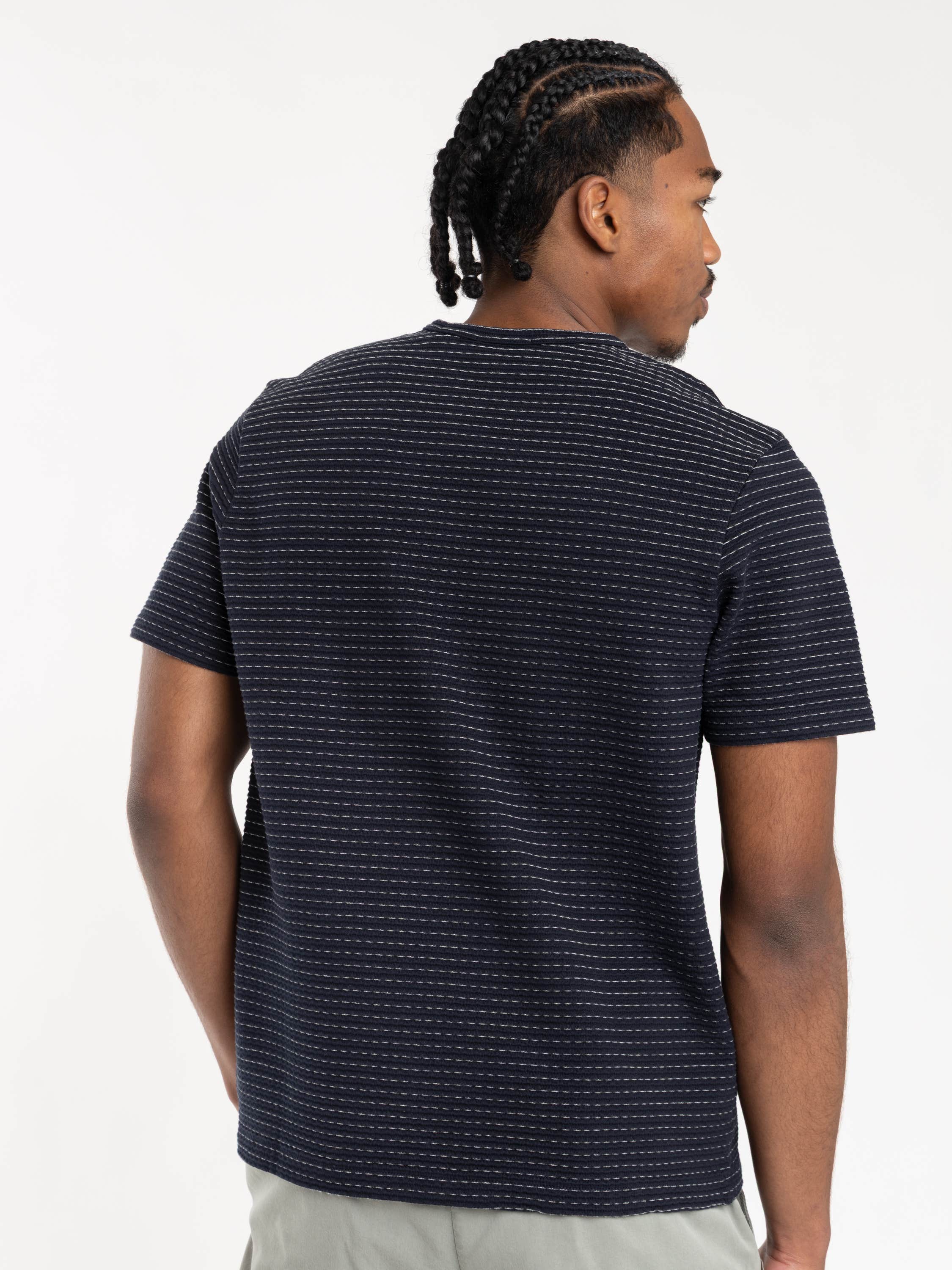 Navy-Cream Jacquard Stripe Tee