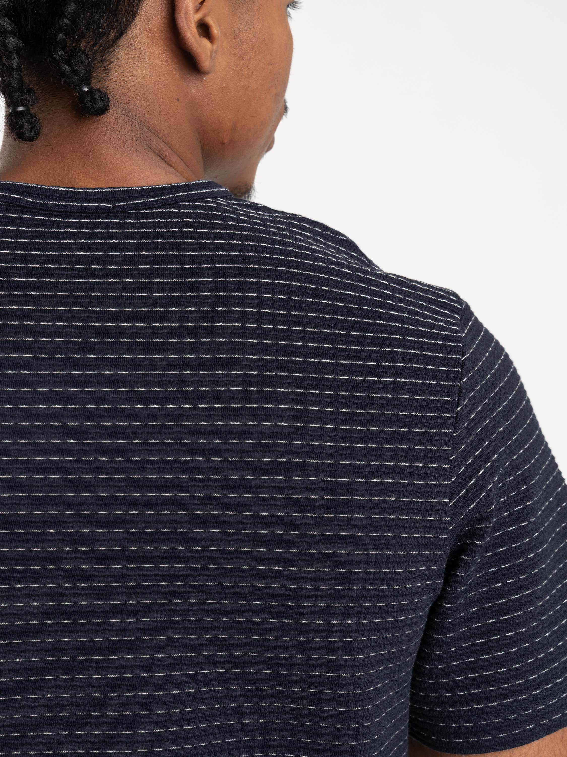 Navy-Cream Jacquard Stripe Tee