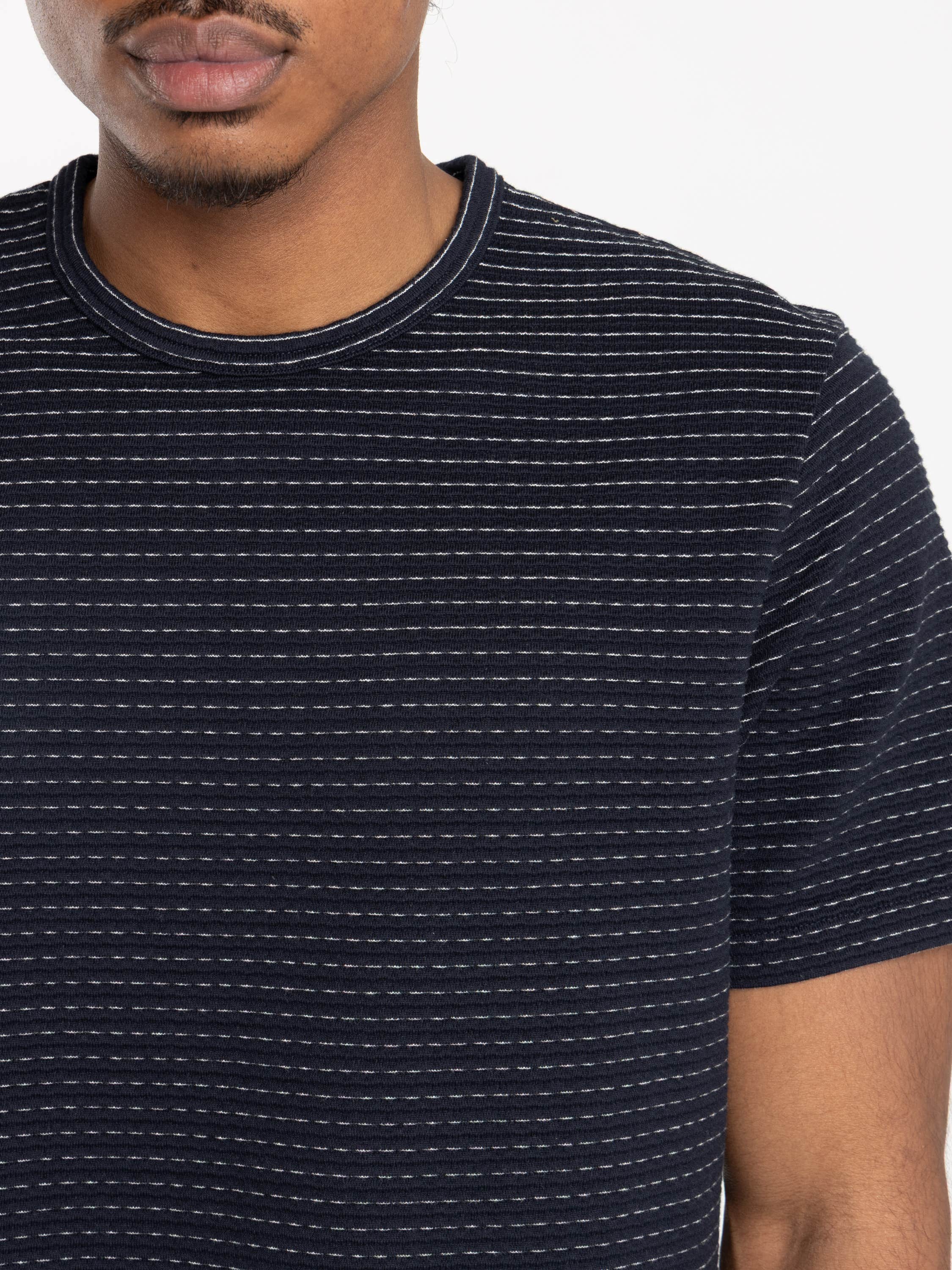 Navy-Cream Jacquard Stripe Tee