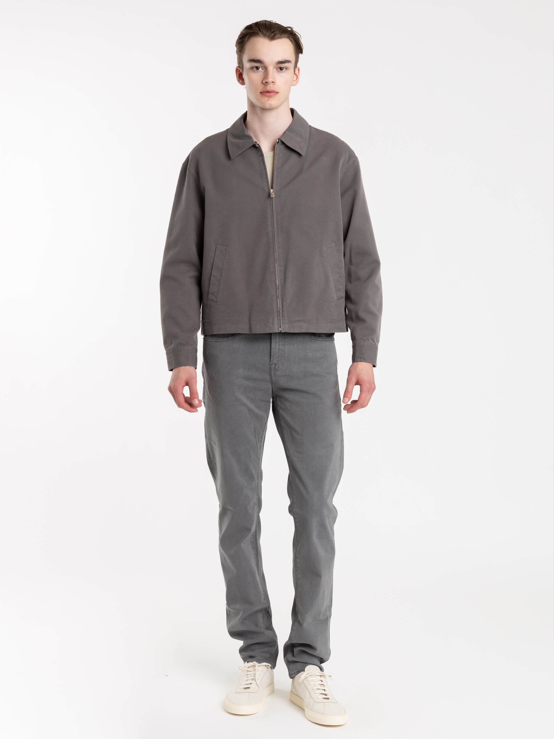 Stone Grey L'Homme Slim Brushed Twill Jeans