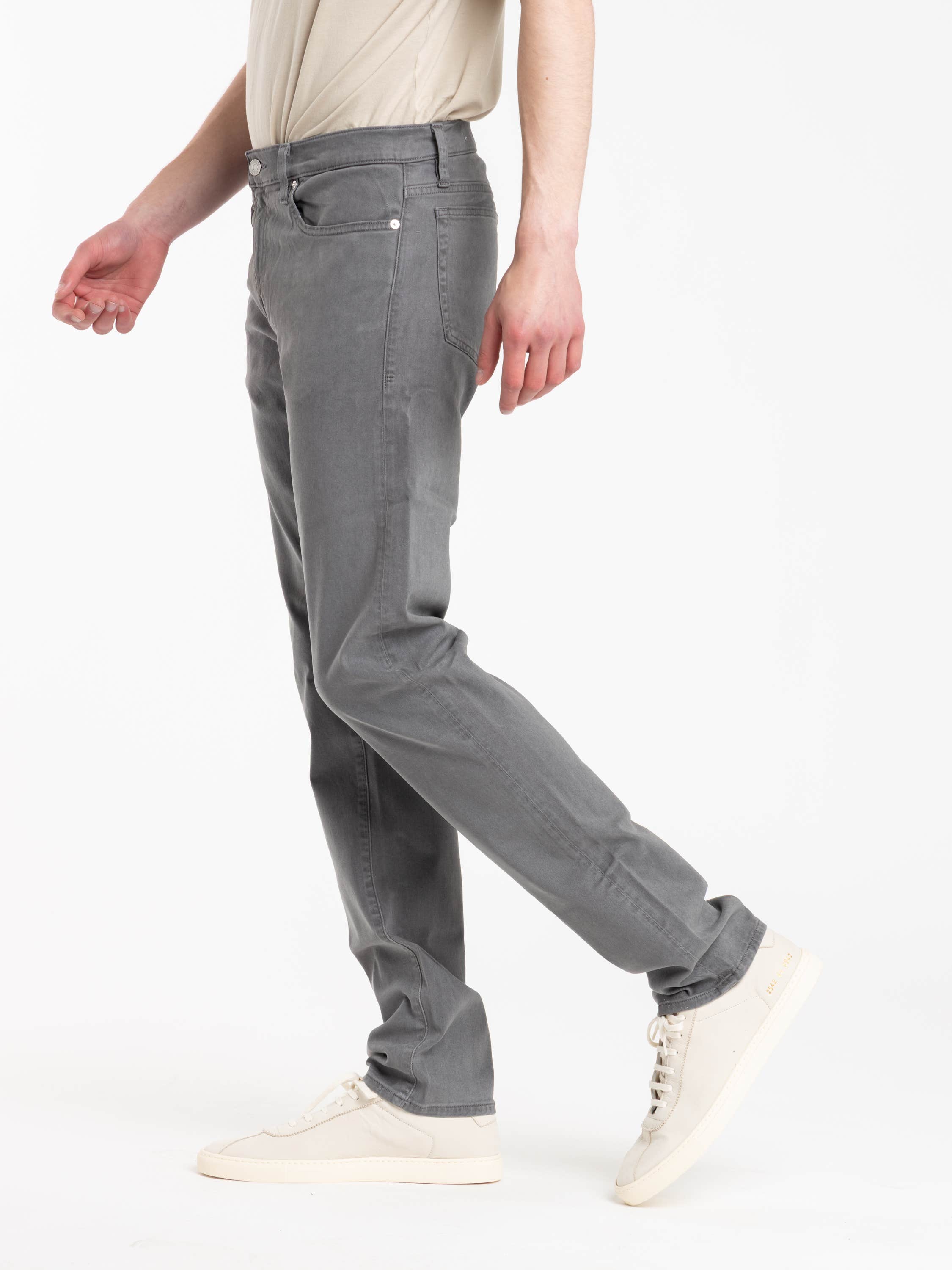 Stone Grey L'Homme Slim Brushed Twill Jeans
