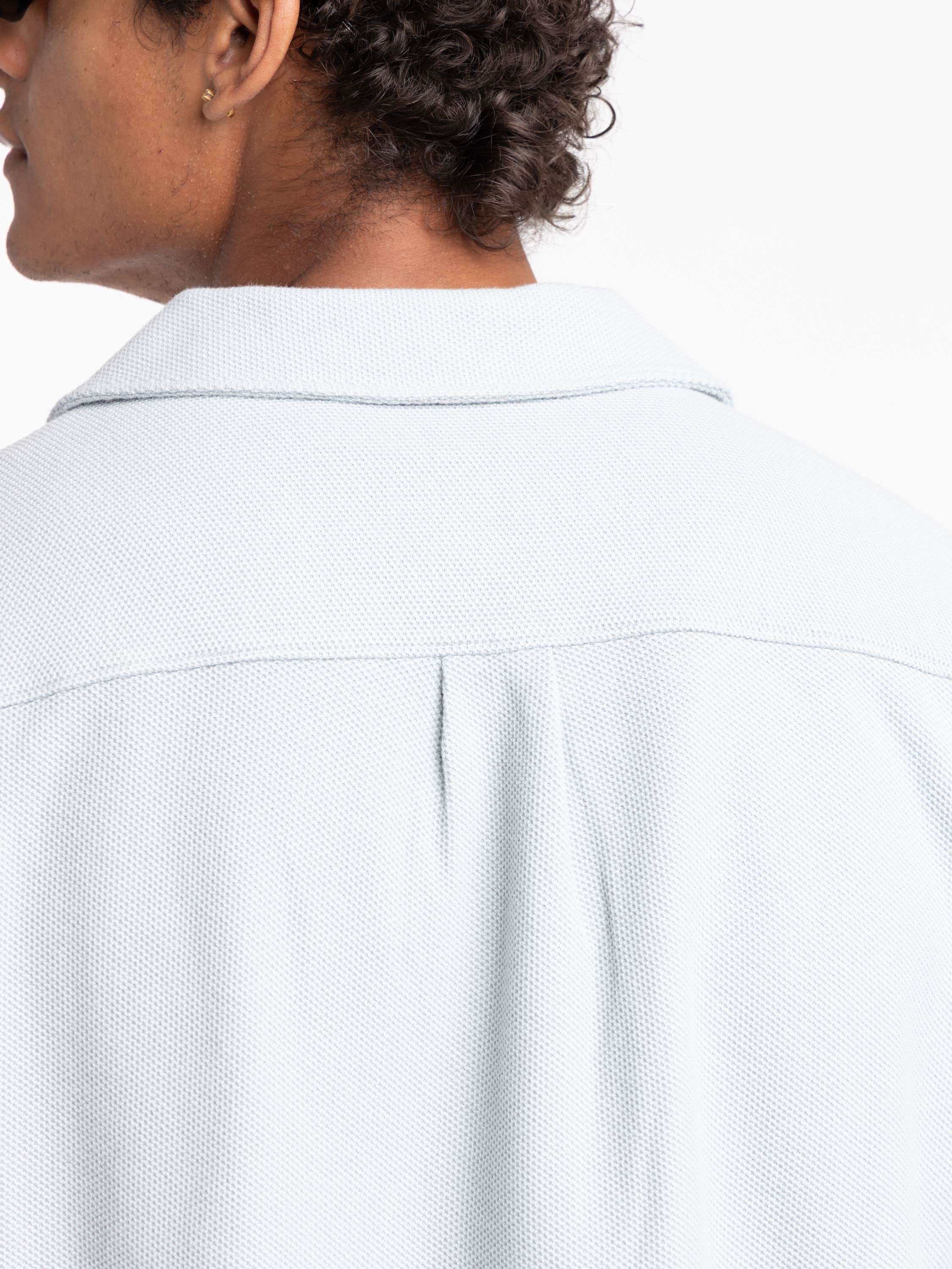 Jacquard Short Sleeve Relaxed Shirt in Grey Blue