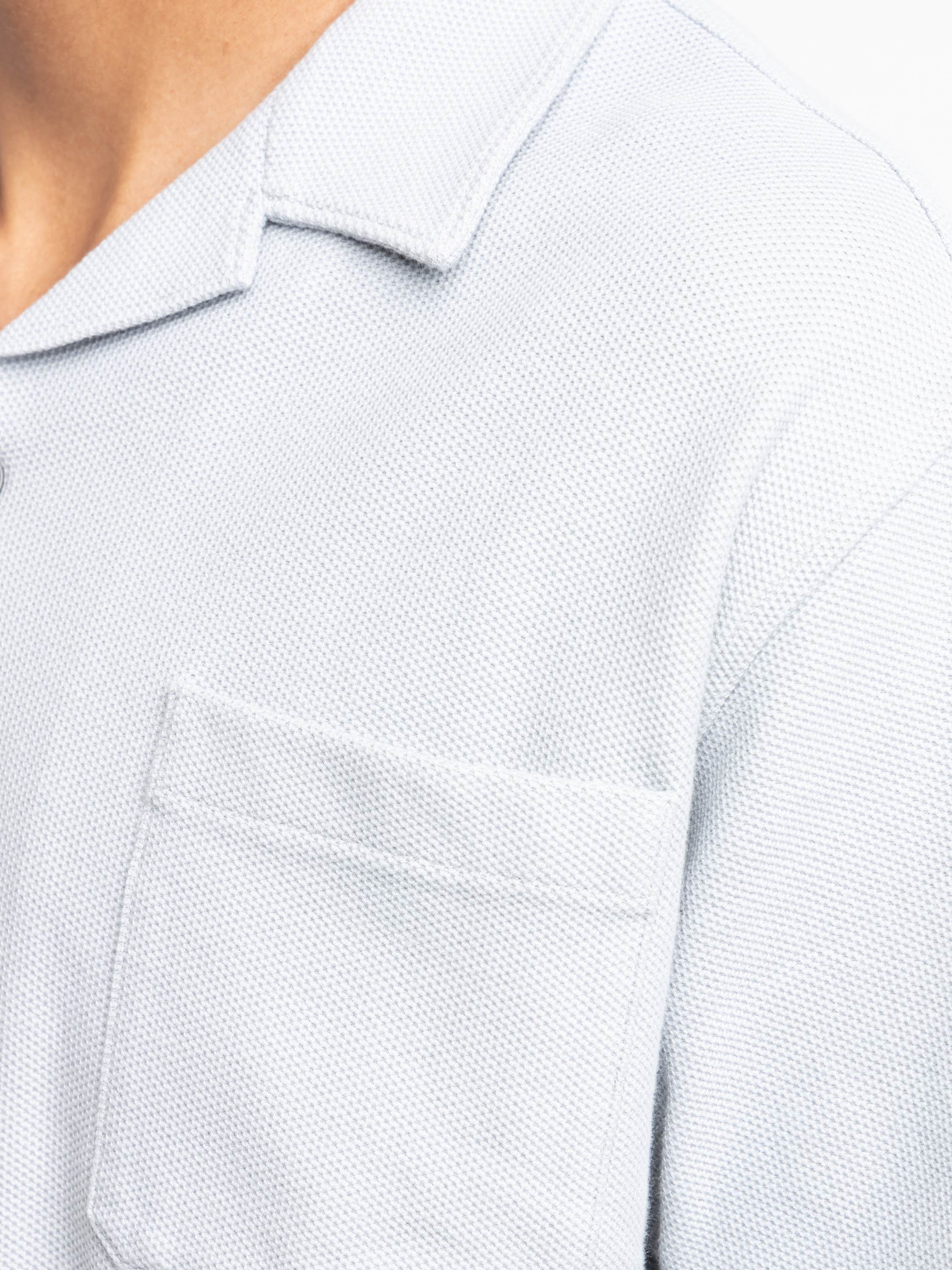 Jacquard Short Sleeve Relaxed Shirt in Grey Blue