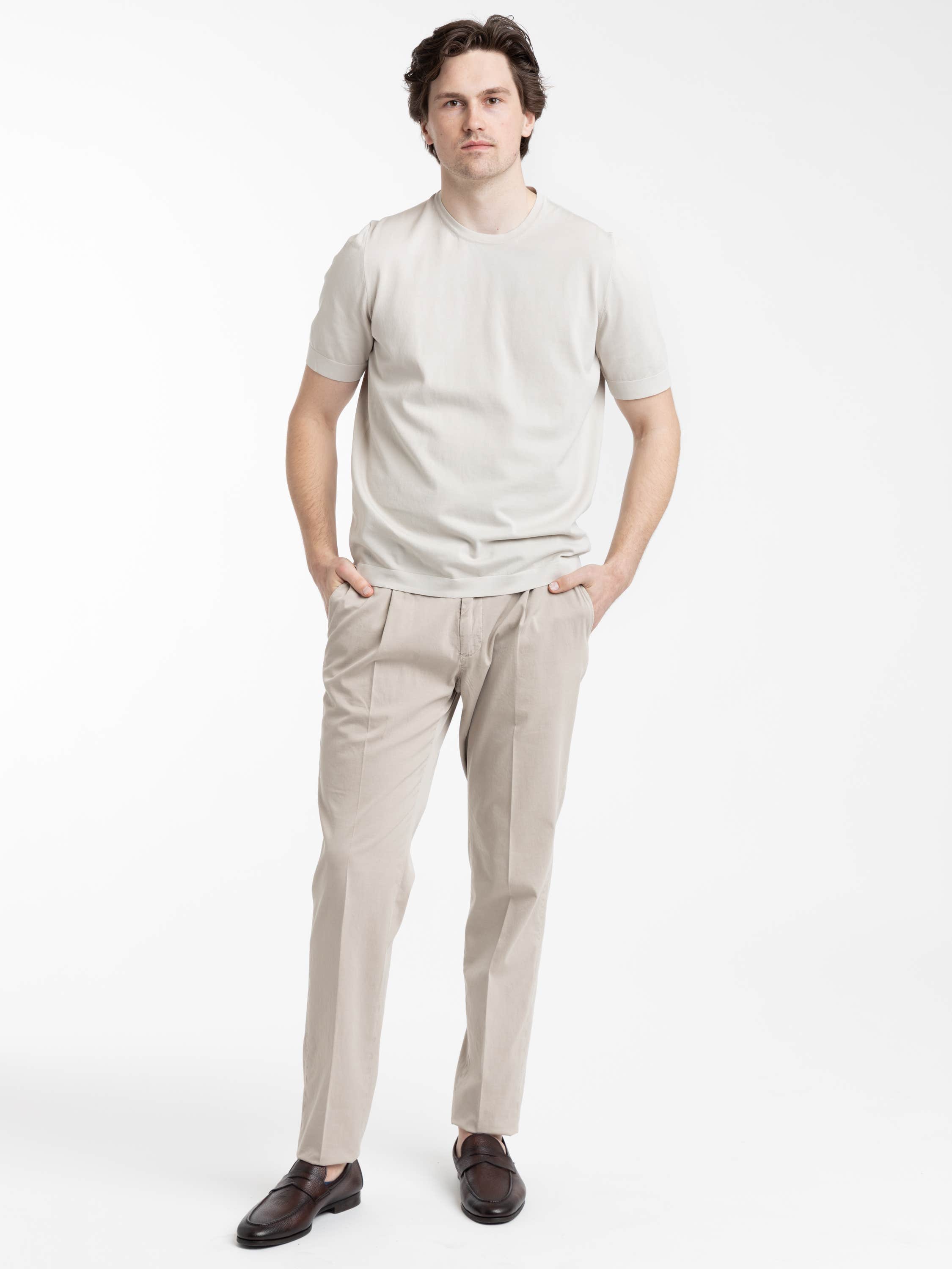 Beige Organic Cotton Vintage Knit T-Shirt