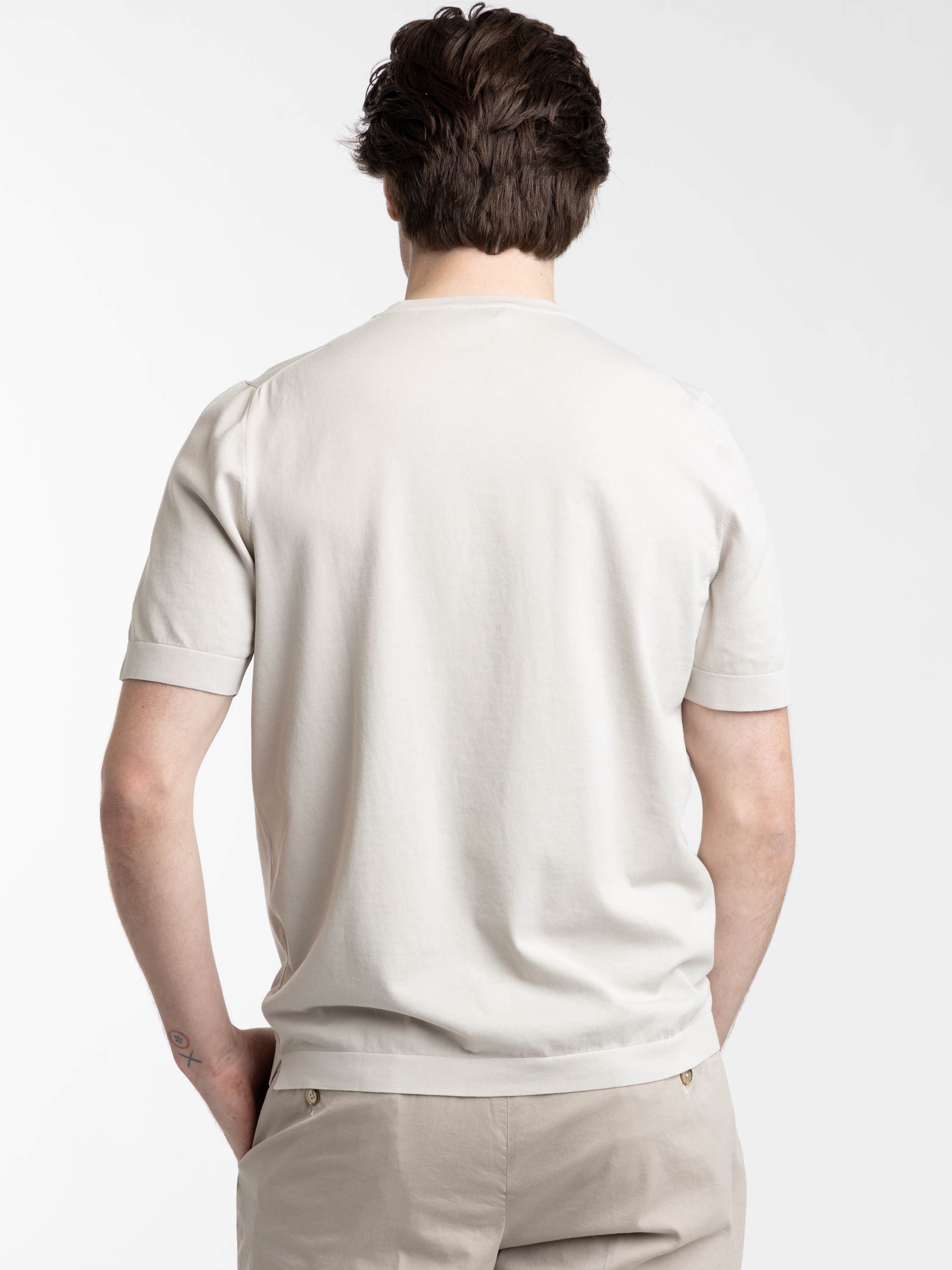 Beige Organic Cotton Vintage Knit T-Shirt