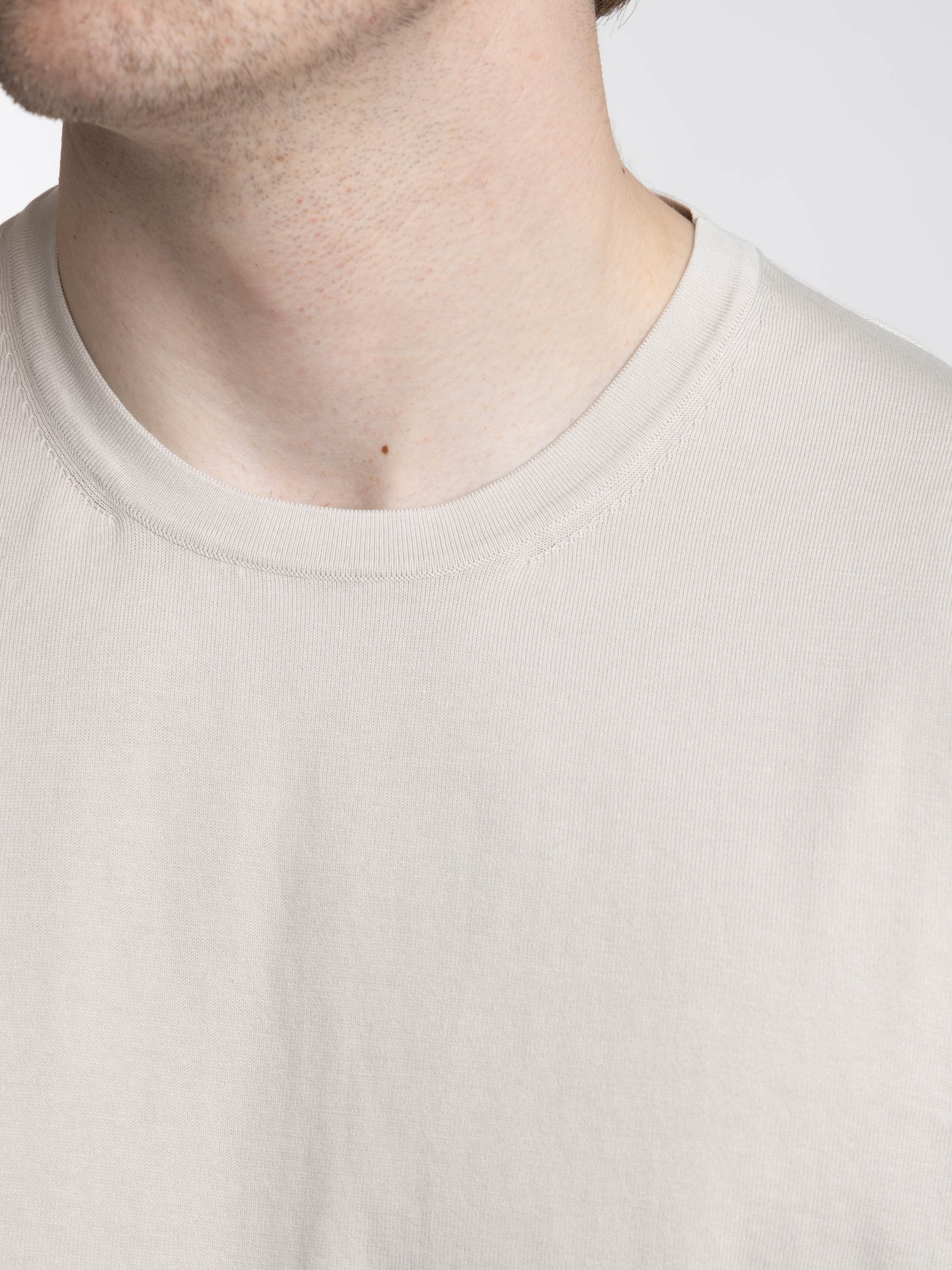 Beige Organic Cotton Vintage Knit T-Shirt