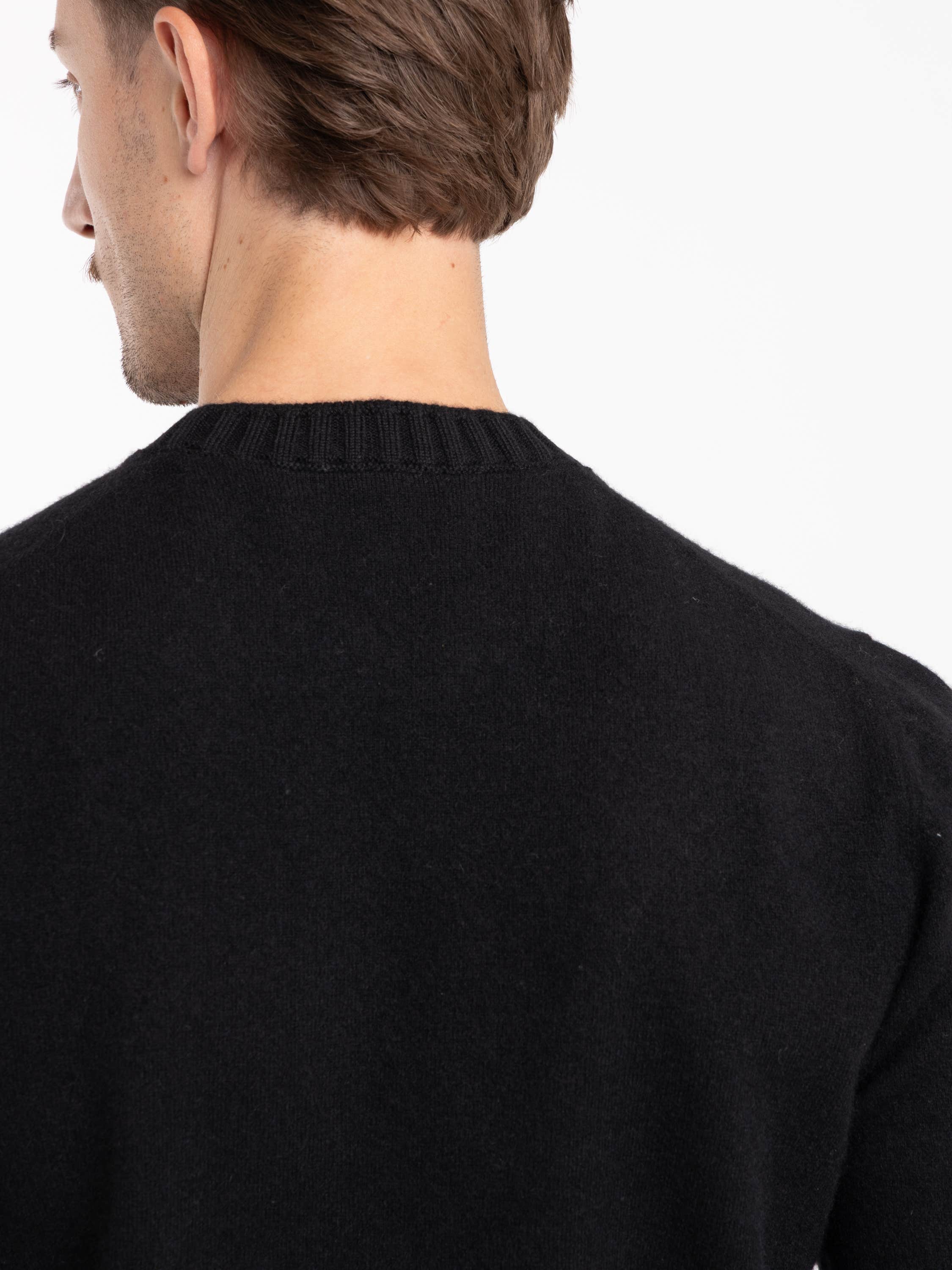 Black Cashmere Long Sleeve Crewneck