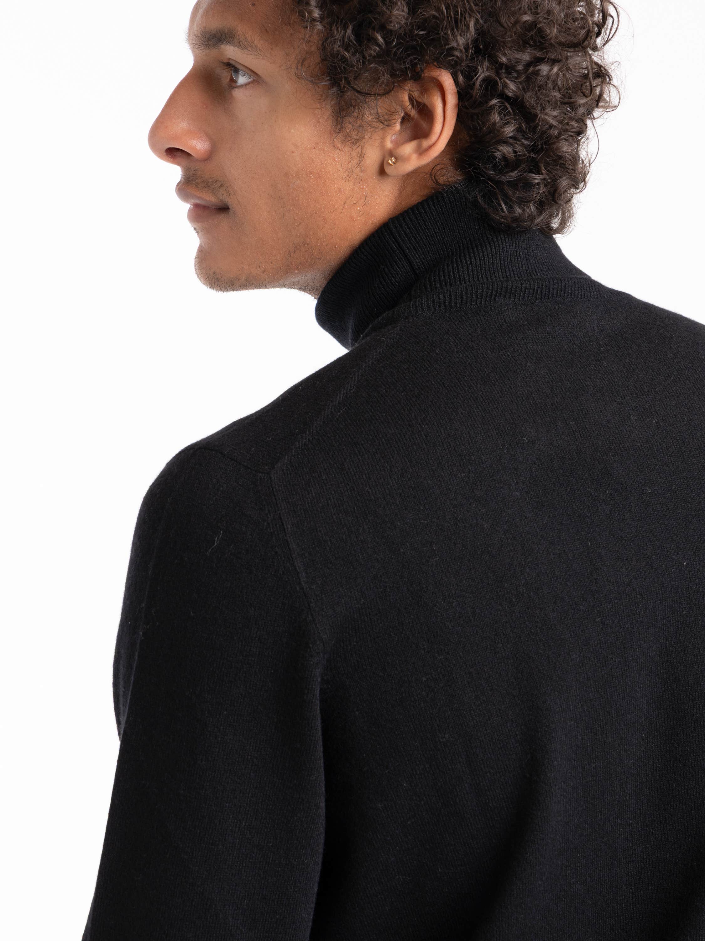 Black Cashmere Turtle Neck Knit Shirt