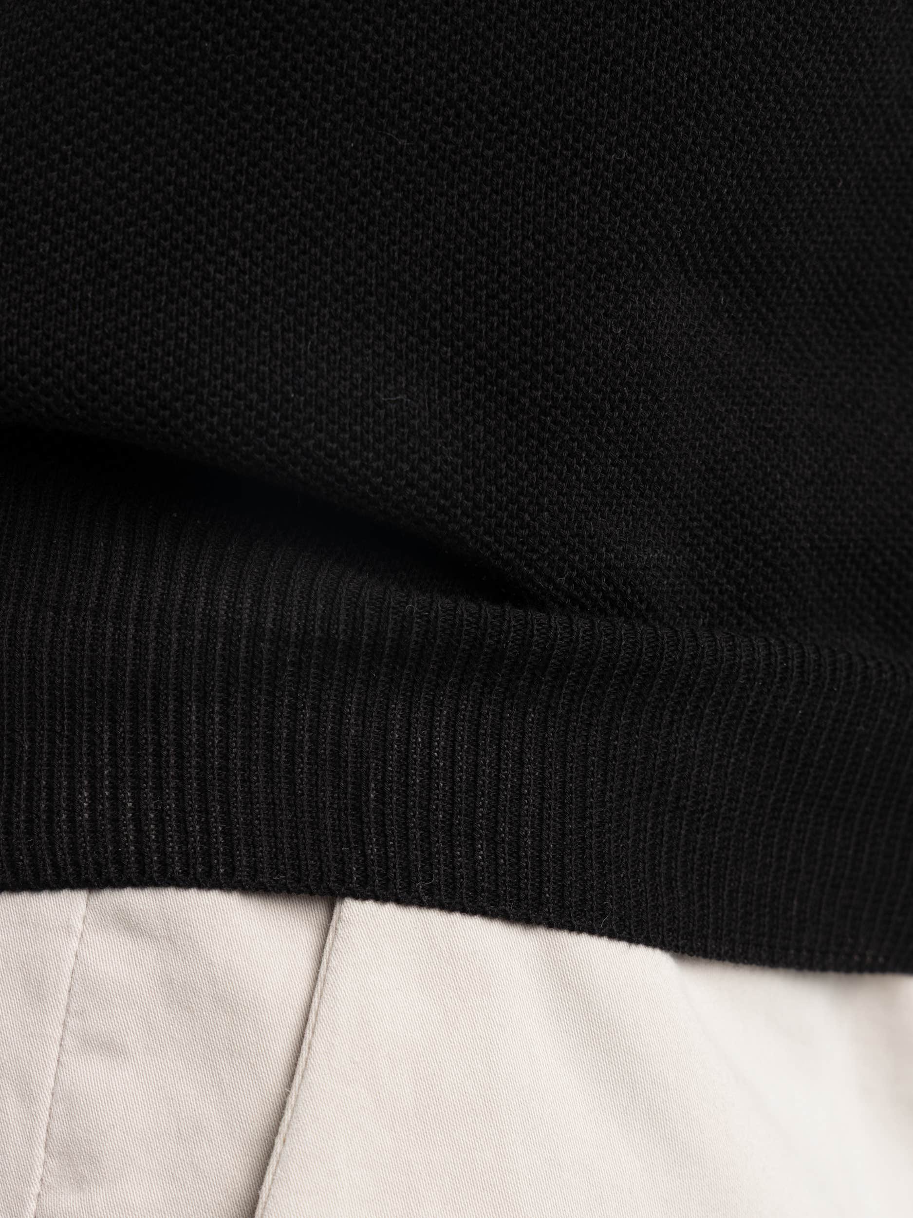 Black Cotton Knit Polo Shirt