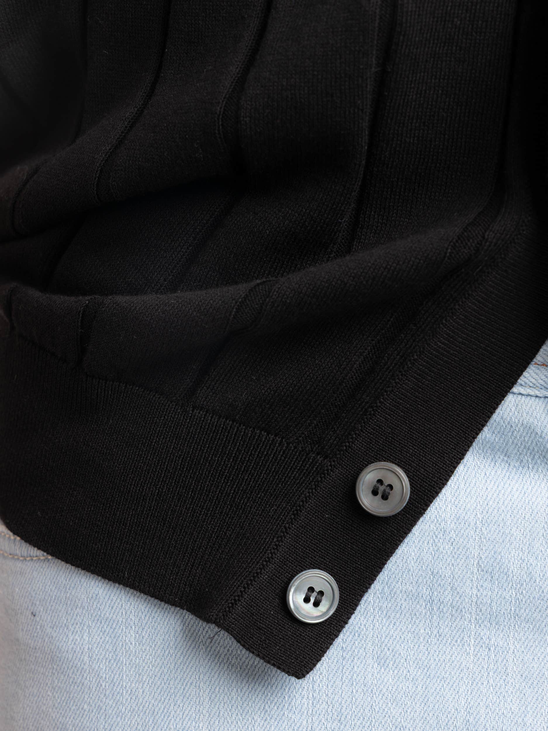 Black Ribbed Full Botton Polo Shirt