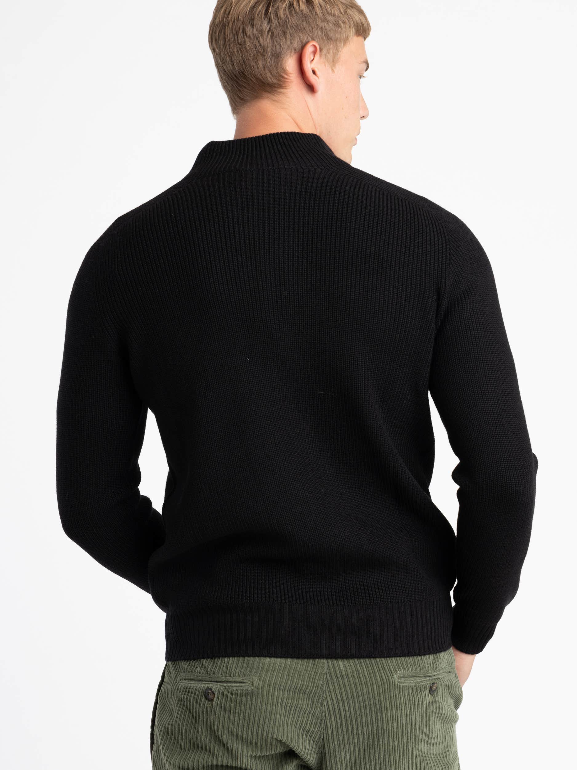 Black Rainwool Quarter-Zip Pullover Sweater