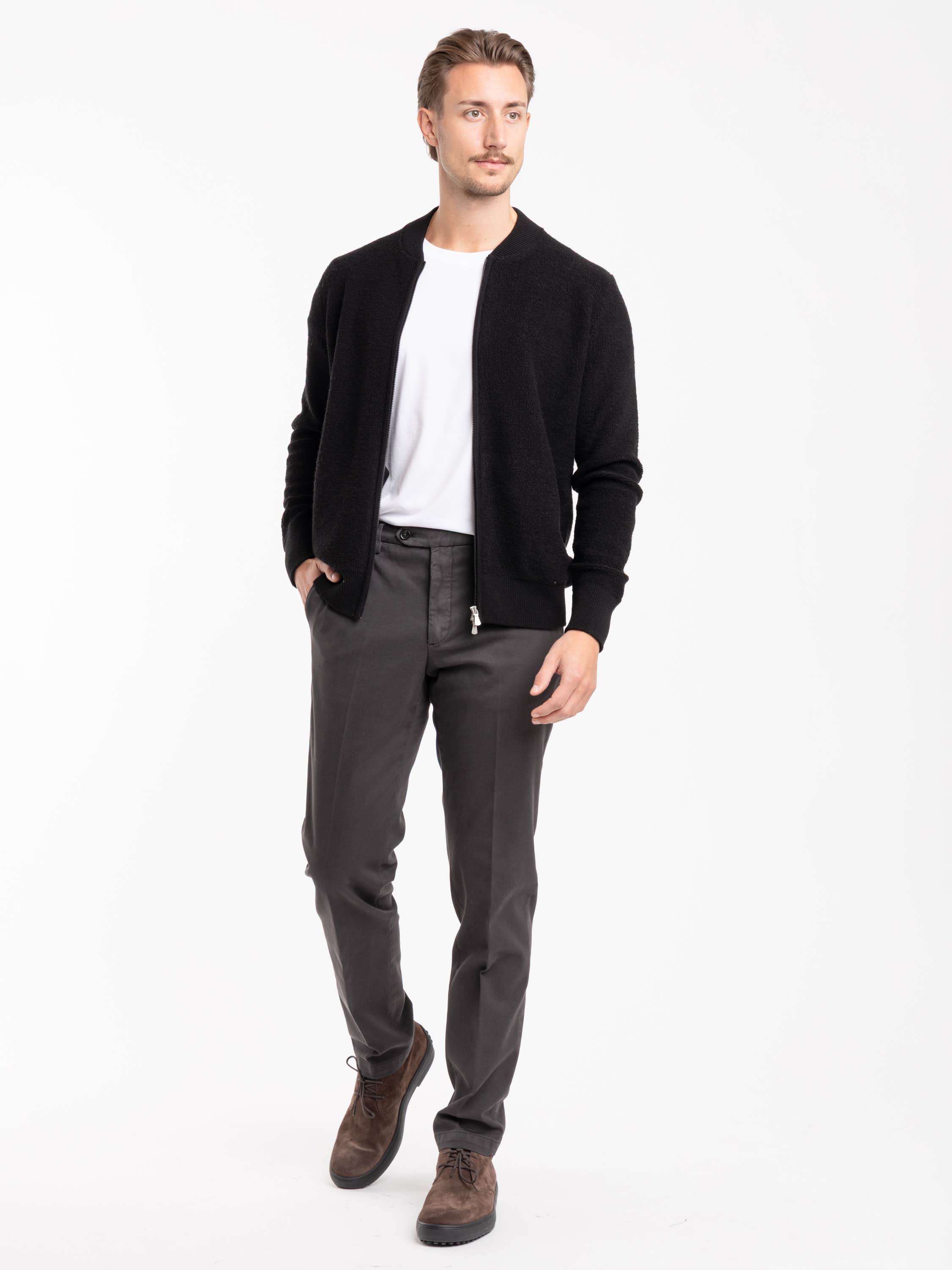 Black Wool Zip Sweater