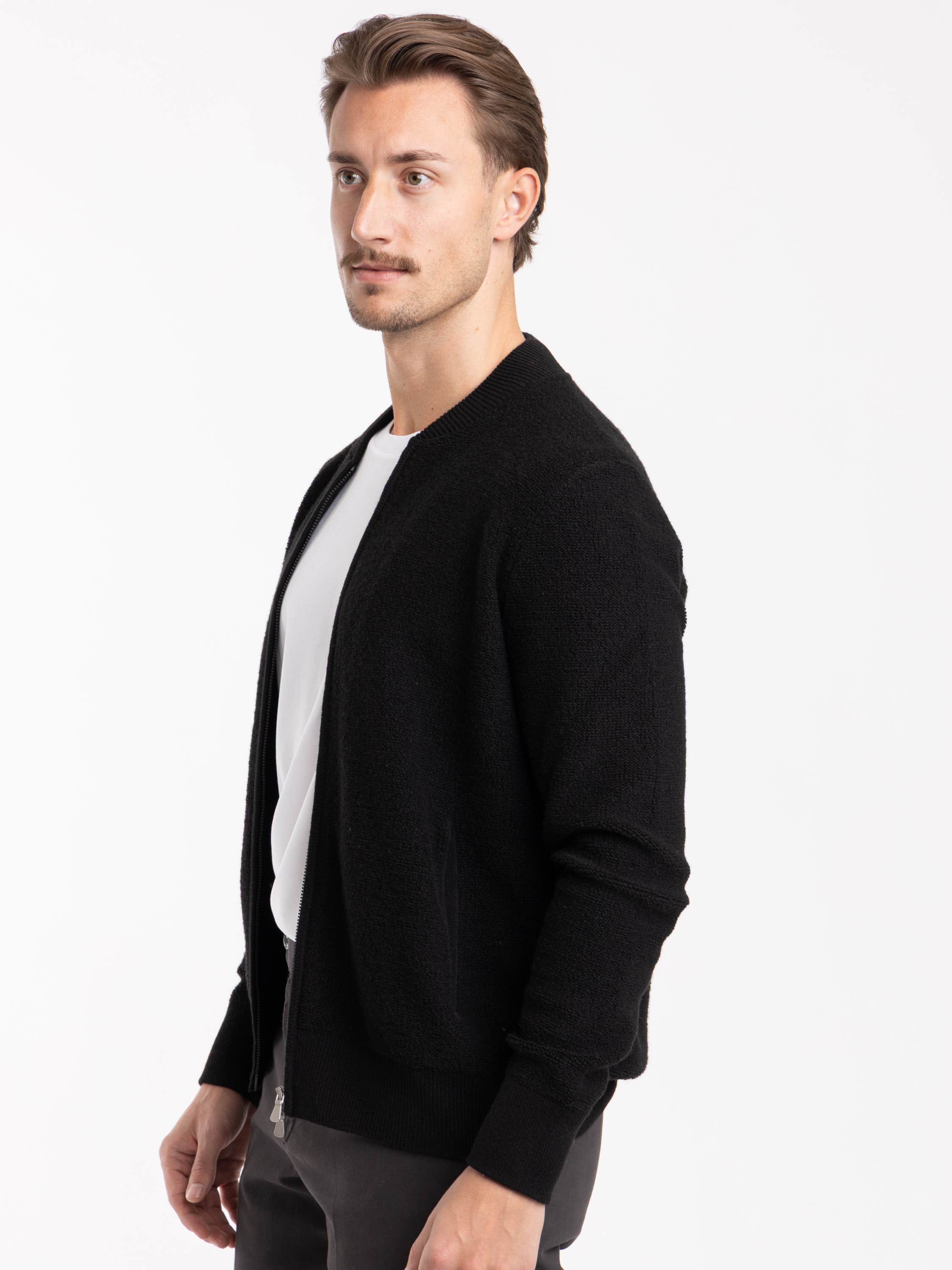 Black Wool Zip Sweater