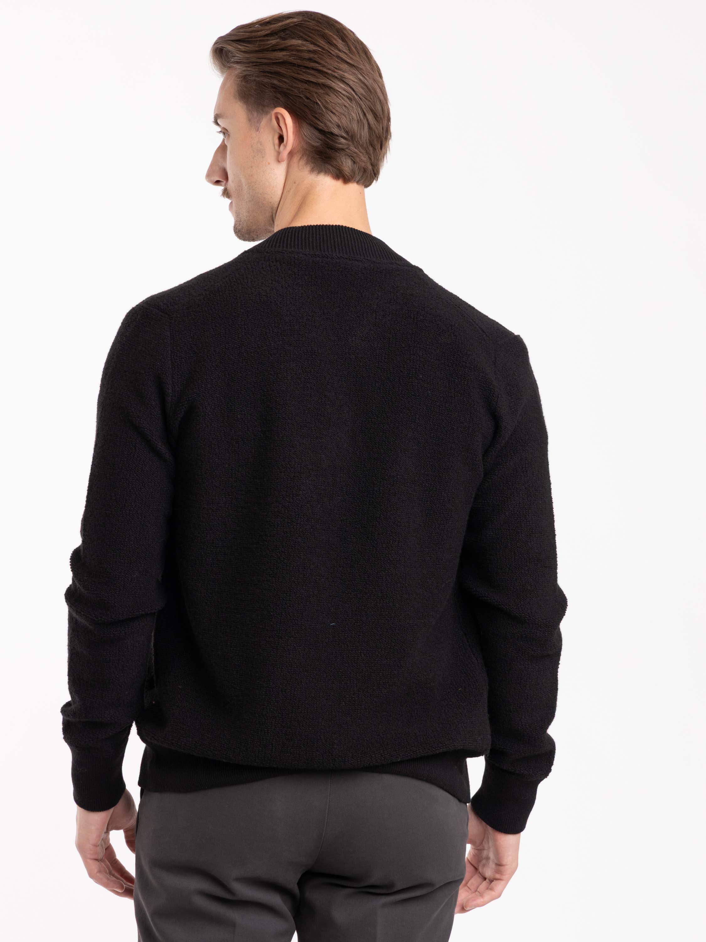 Black Wool Zip Sweater