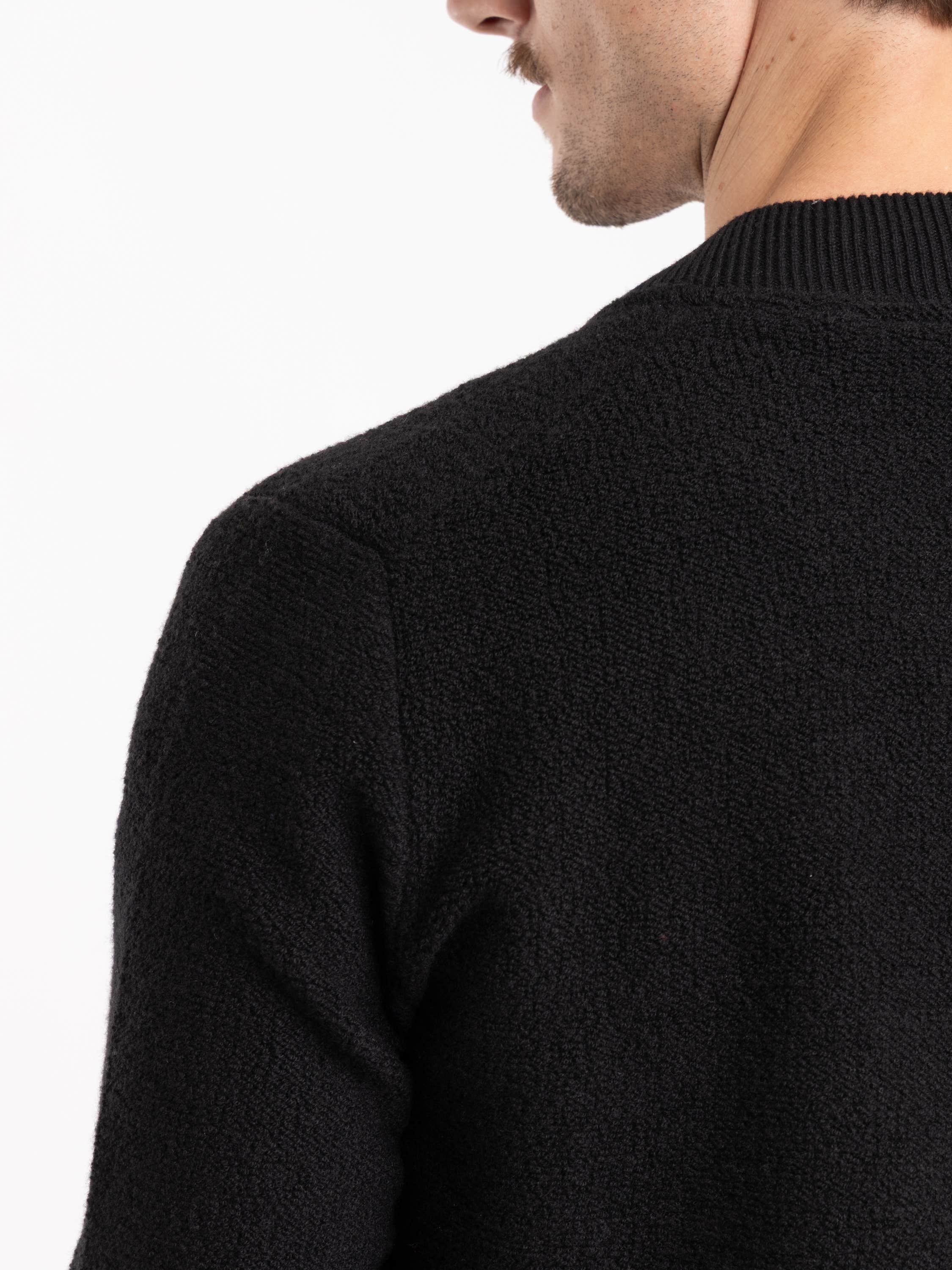 Black Wool Zip Sweater