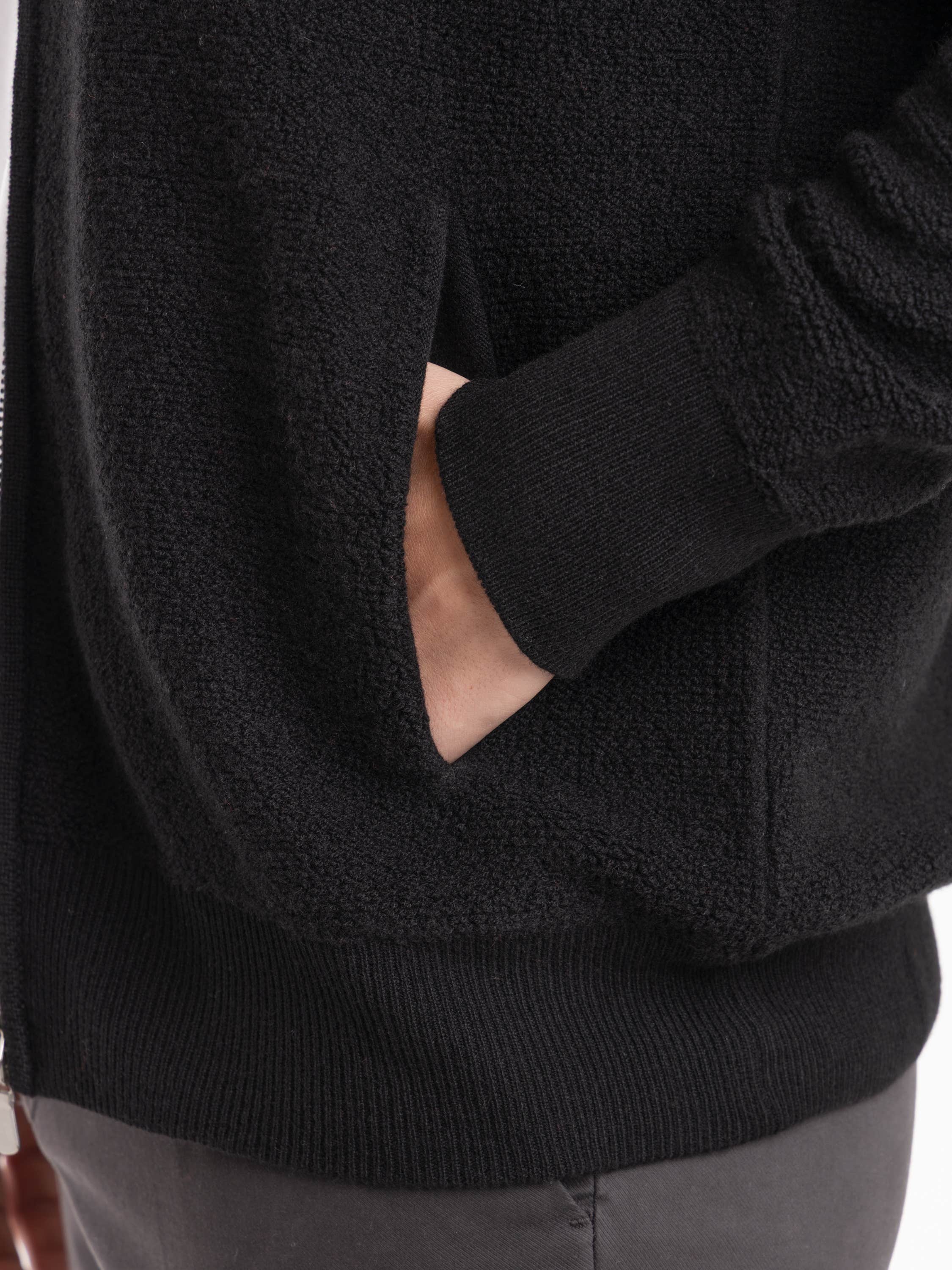 Black Wool Zip Sweater