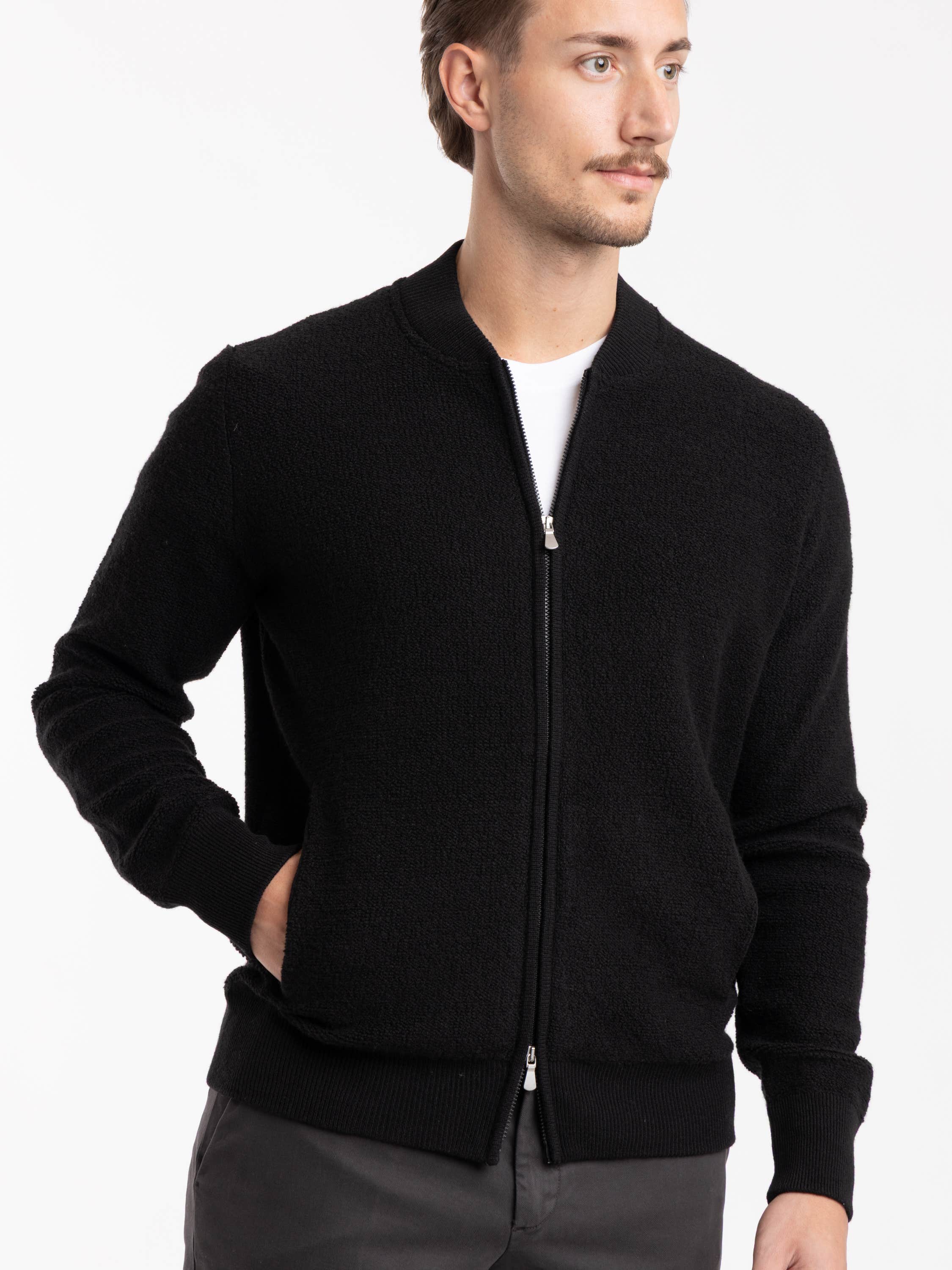 Black Wool Zip Sweater