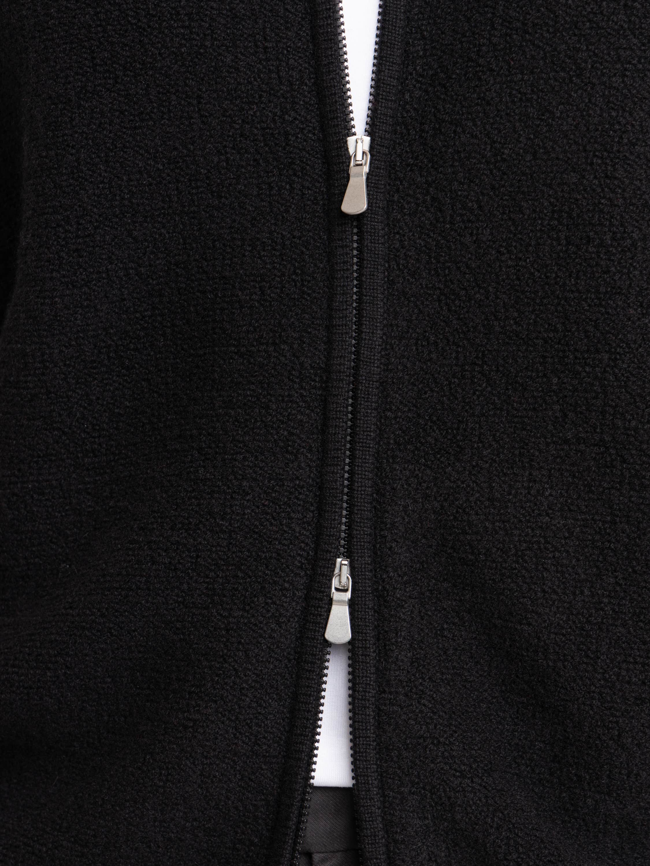 Black Wool Zip Sweater