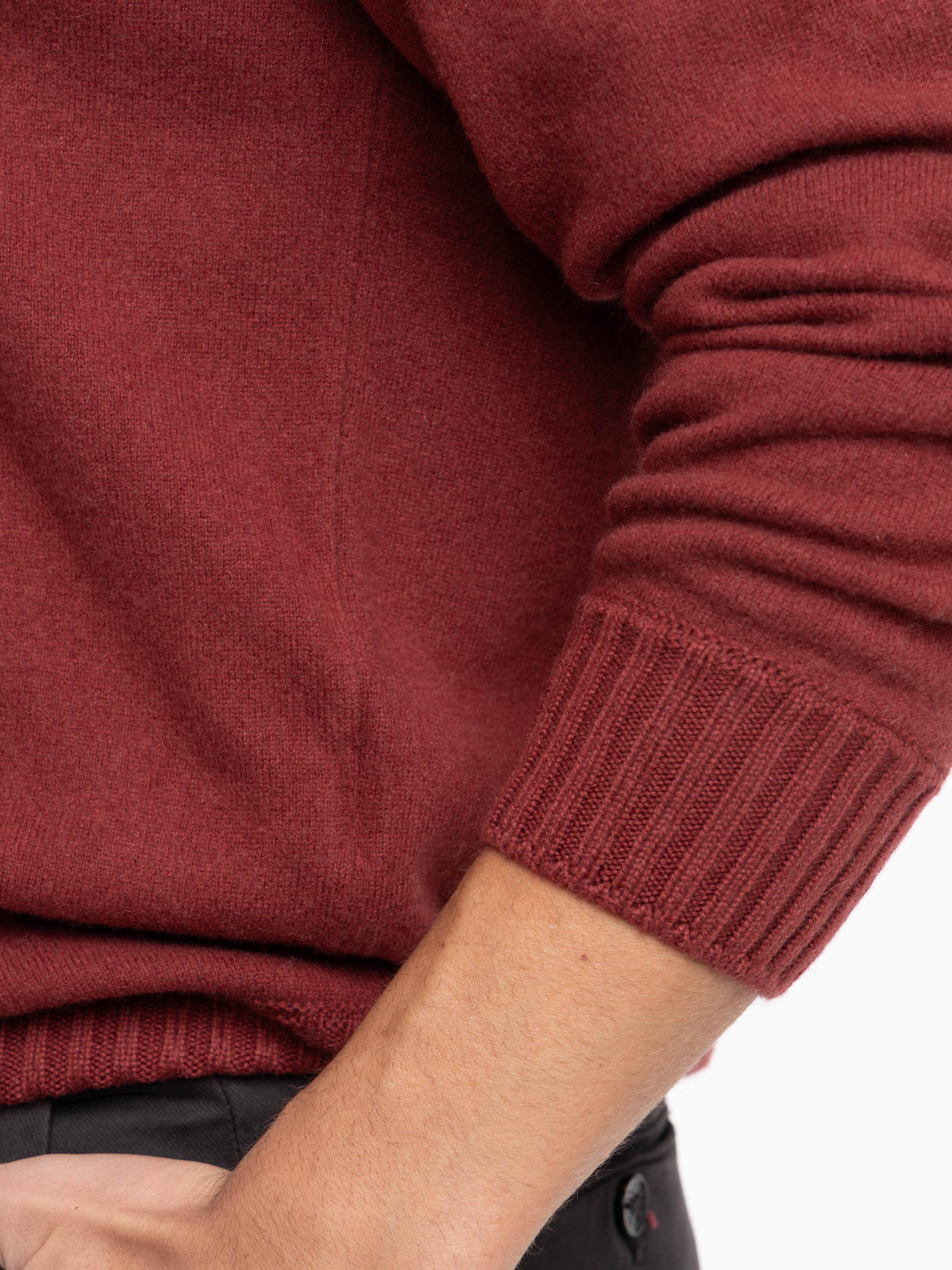 Cashmere Red Quarter-Zip Sweater
