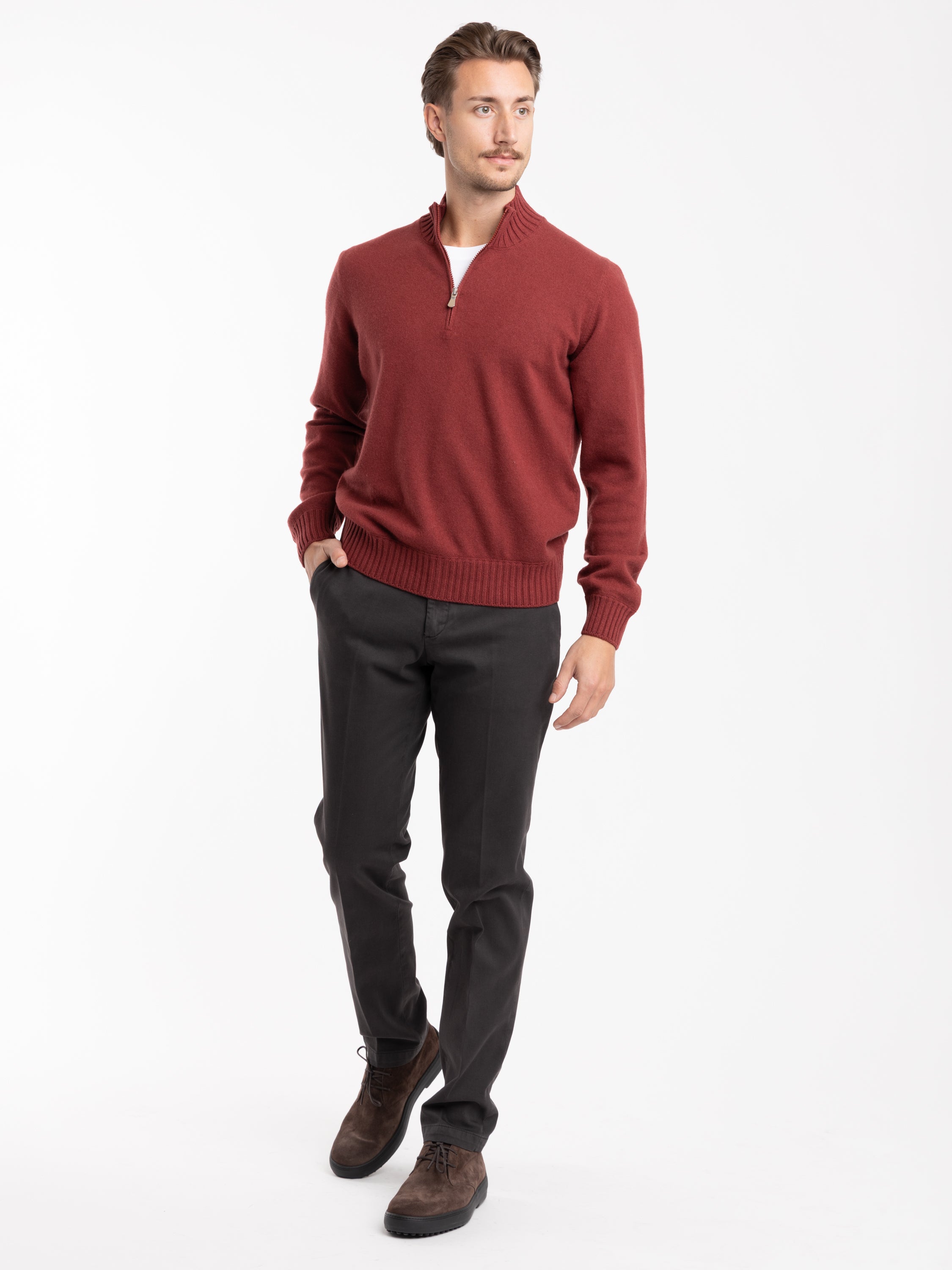 Cashmere Red Quarter-Zip Sweater – The Helm Clothing