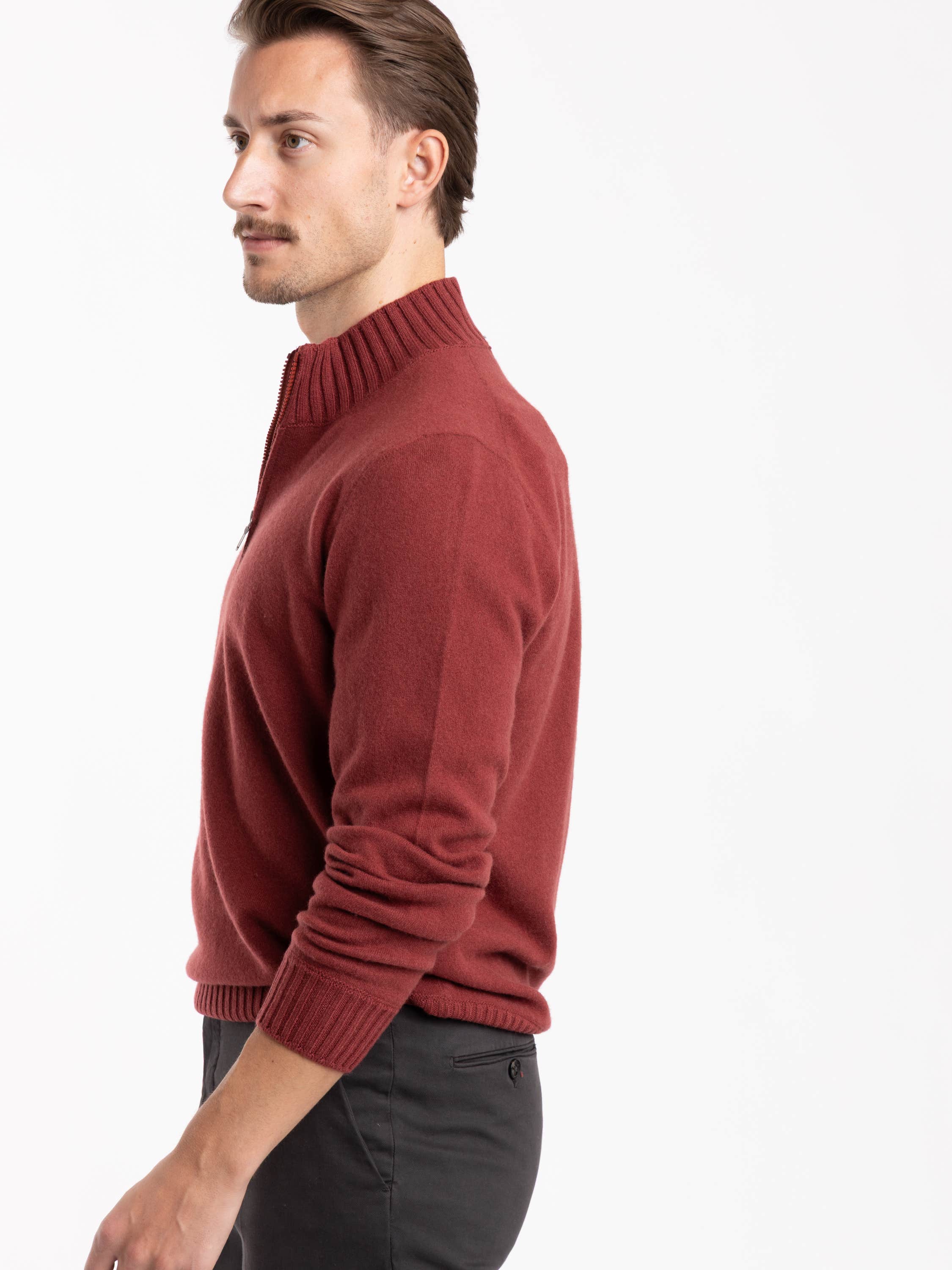 Cashmere Red Quarter-Zip Sweater