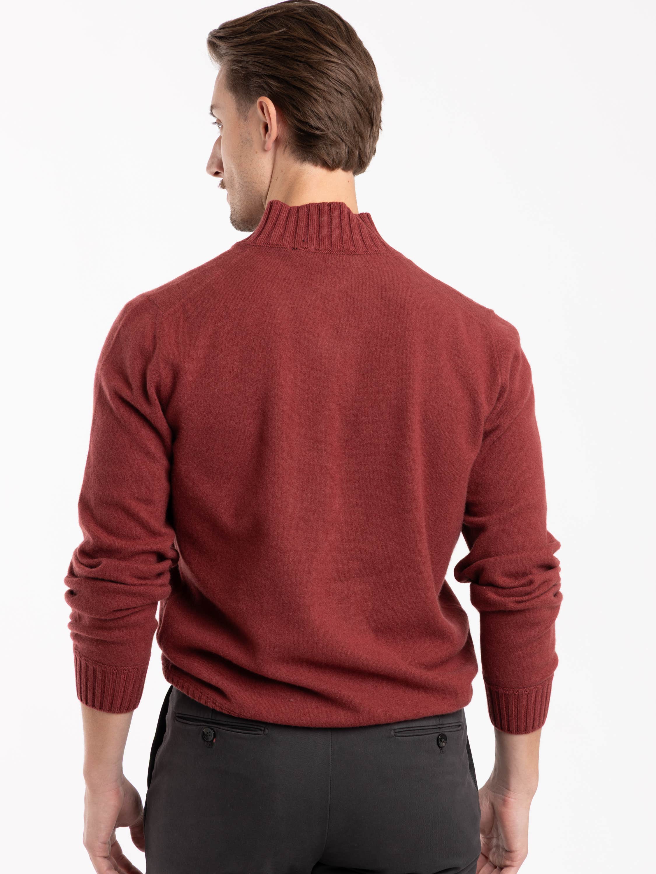 Cashmere Red Quarter-Zip Sweater