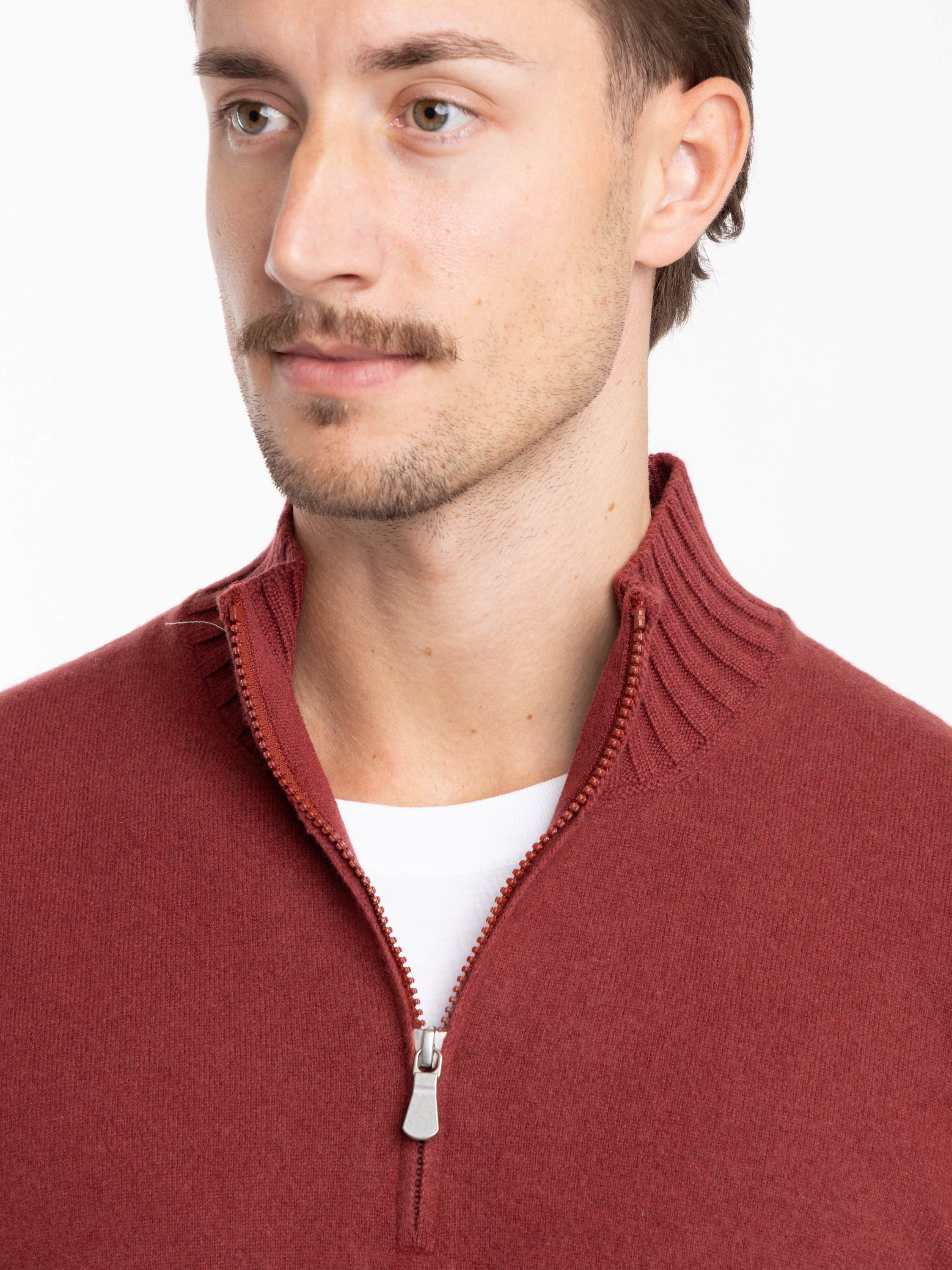 Cashmere Red Quarter-Zip Sweater
