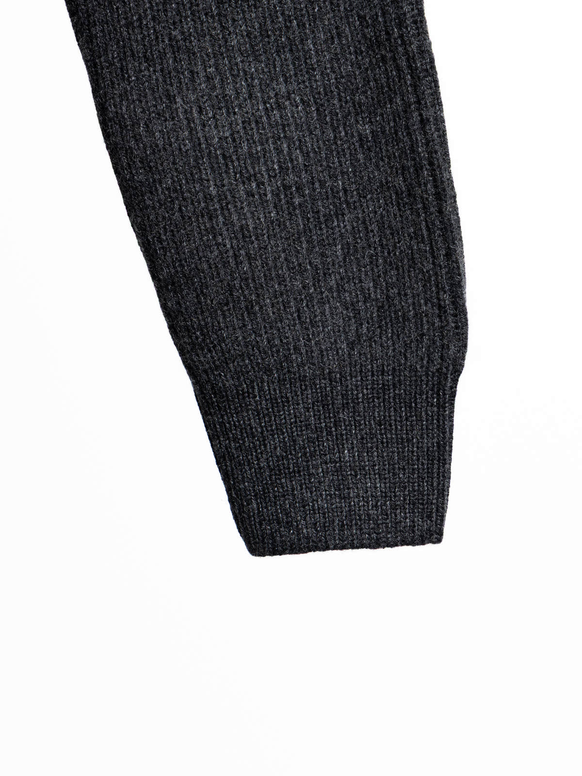 Charcoal Dark Grey Rib-Stitch Cashmere Full-Zip Cardigan